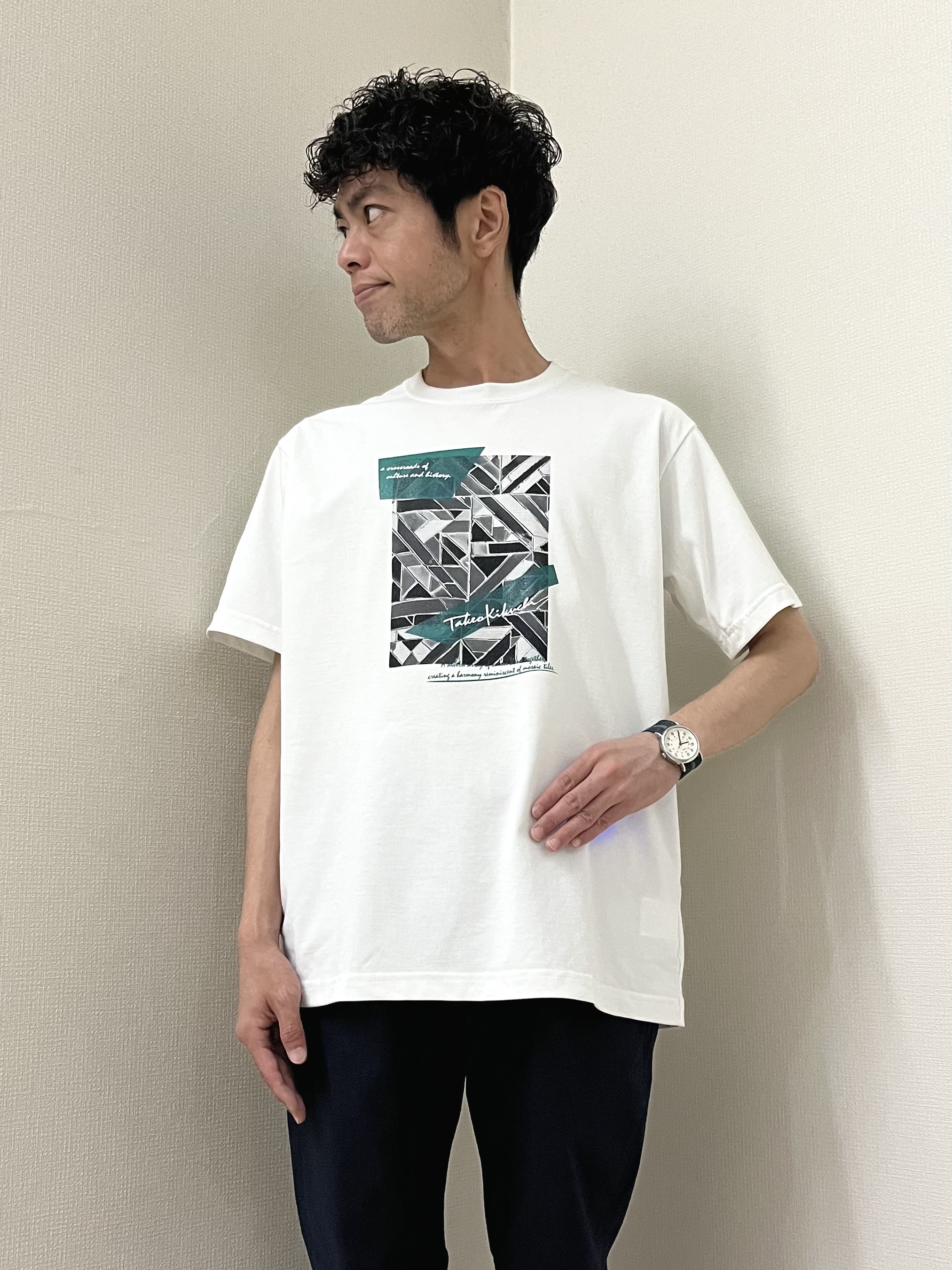 URAさんの「TAKEO KIKUCHI｜【接触冷感】ハイブリッド リネン 七分袖シャツ」を使ったコーディネート