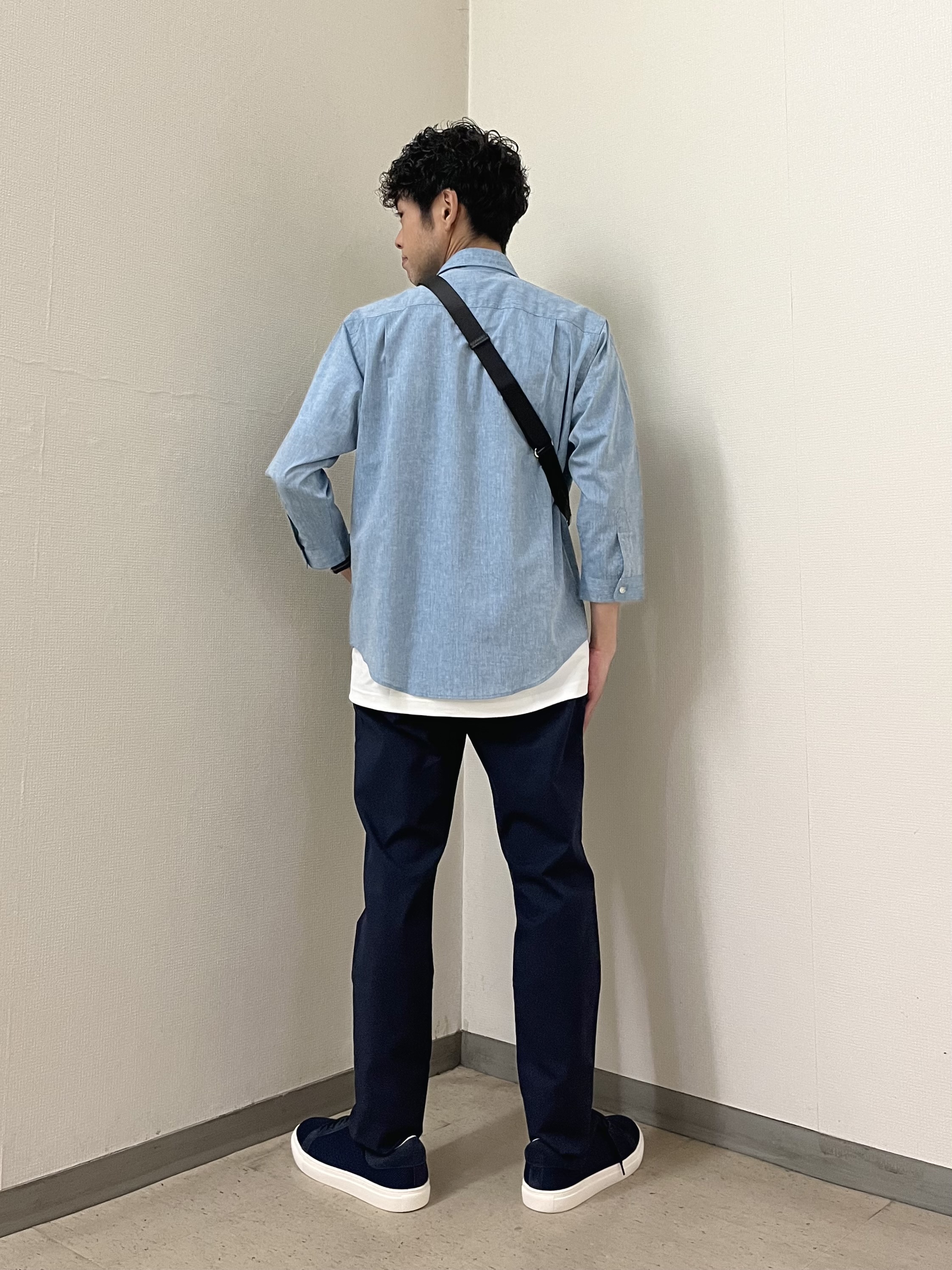 URAさんの「TAKEO KIKUCHI｜【接触冷感】ハイブリッド リネン 七分袖シャツ」を使ったコーディネート
