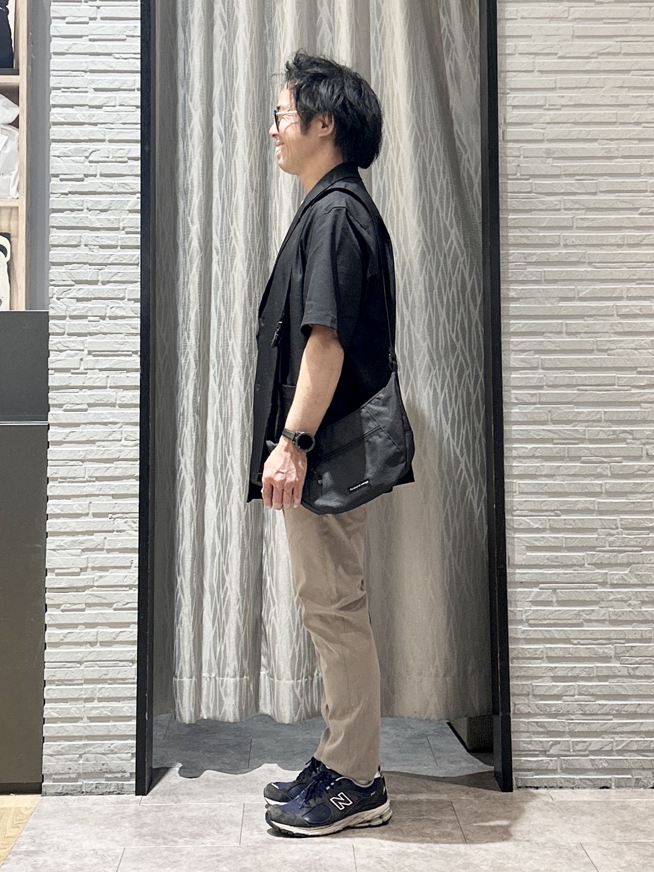 KENJI Iさんの「THE SHOP TK｜リラックスワイド 5分袖ジャケット セットアップ可／洗濯機OK」を使ったコーディネート