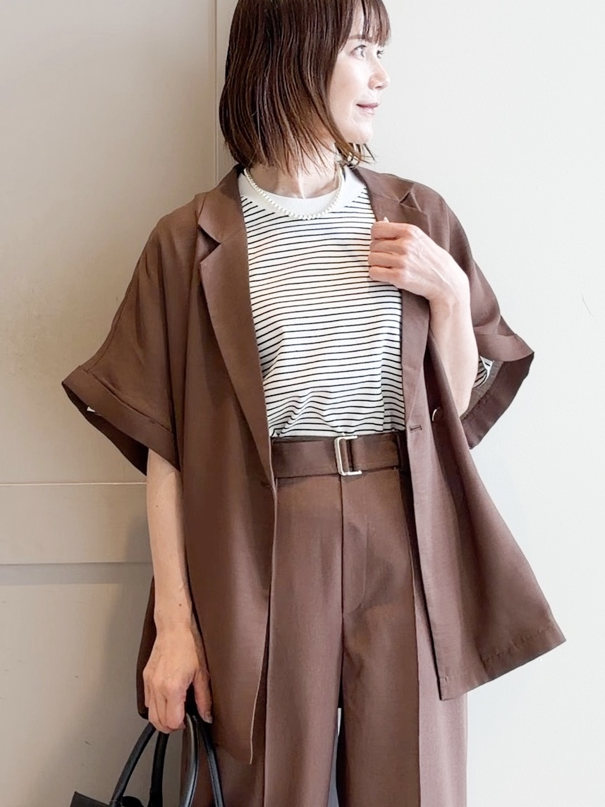 yamakoさんの「grove｜【洗濯機OK・ひんやり/SETUP可】シワになりにくいハーフスリーブジャケット」を使ったコーディネート