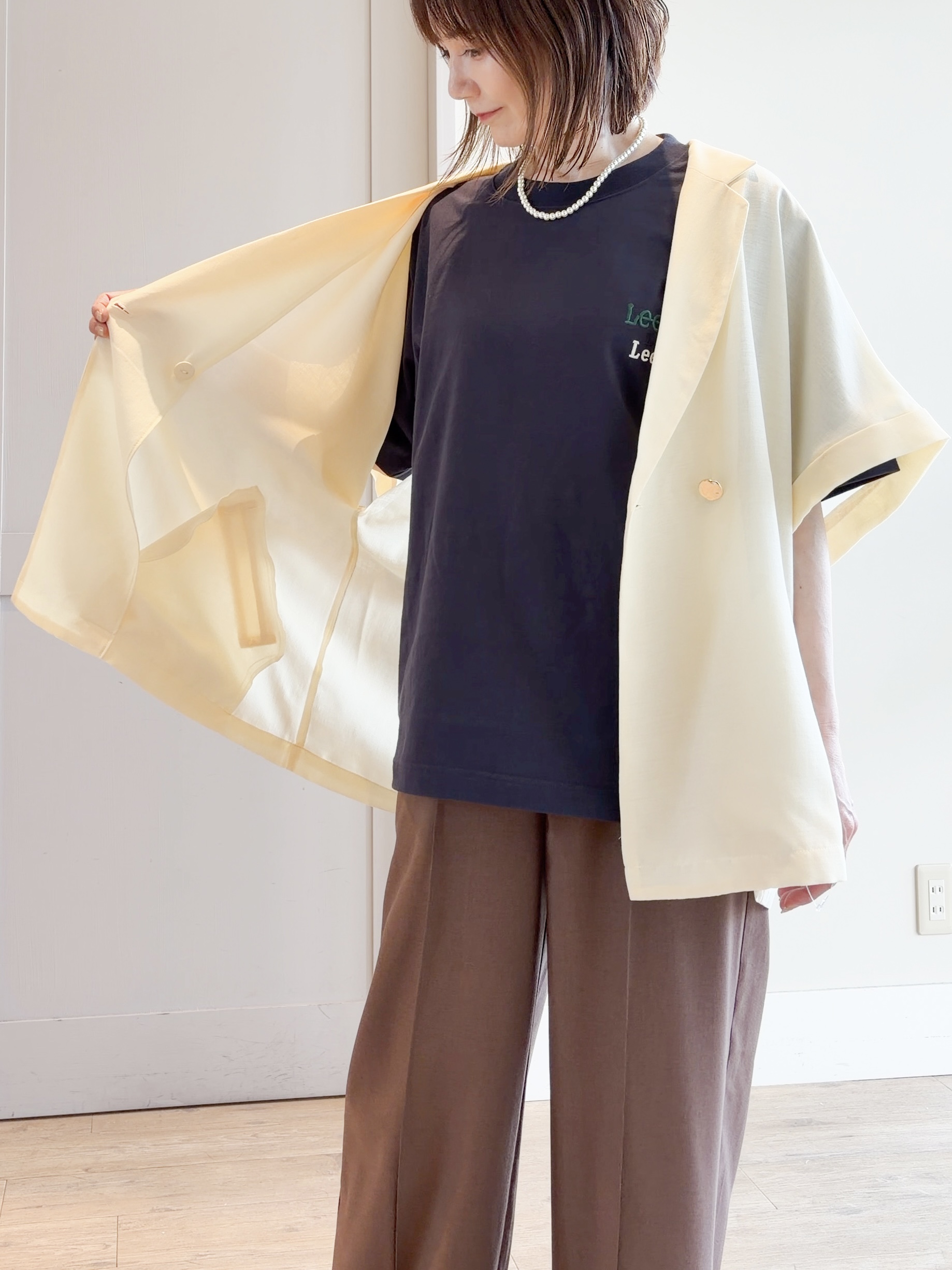 yamakoさんの「grove｜【洗濯機OK・ひんやり/SETUP可】シワになりにくいハーフスリーブジャケット」を使ったコーディネート