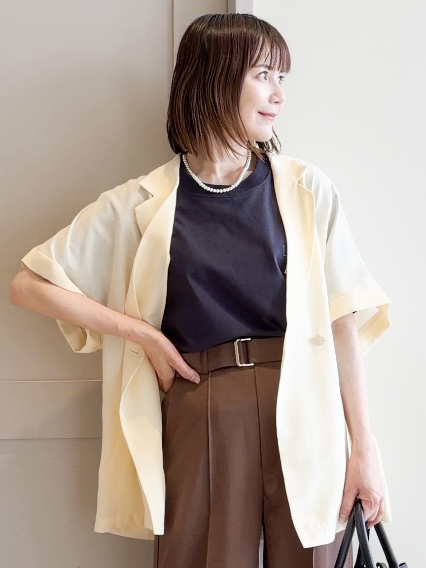 yamakoさんの「grove｜【洗濯機OK・ひんやり/SETUP可】シワになりにくいハーフスリーブジャケット」を使ったコーディネート
