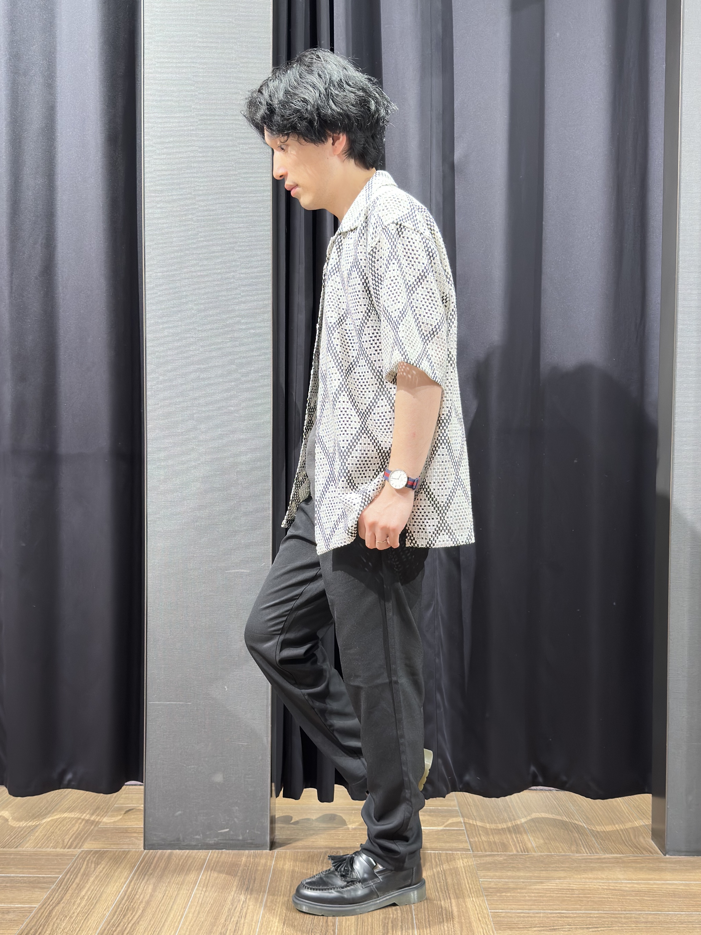 tomoyaさんの「THE SHOP TK｜アーガイル柄 レース半袖シャツ 洗濯機OK」を使ったコーディネート
