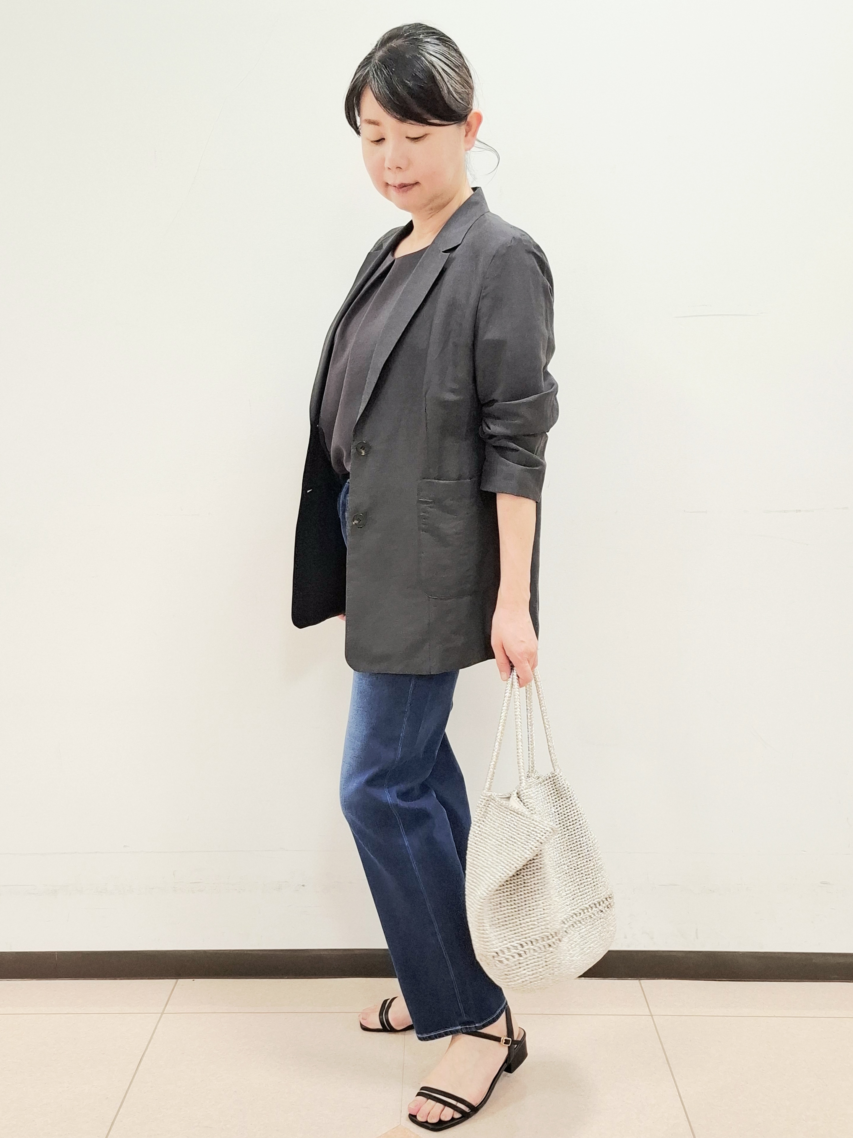 ねぎさんの「UNTITLED｜【程よいシアー感/洗える】エアリーバイオジャケット」を使ったコーディネート