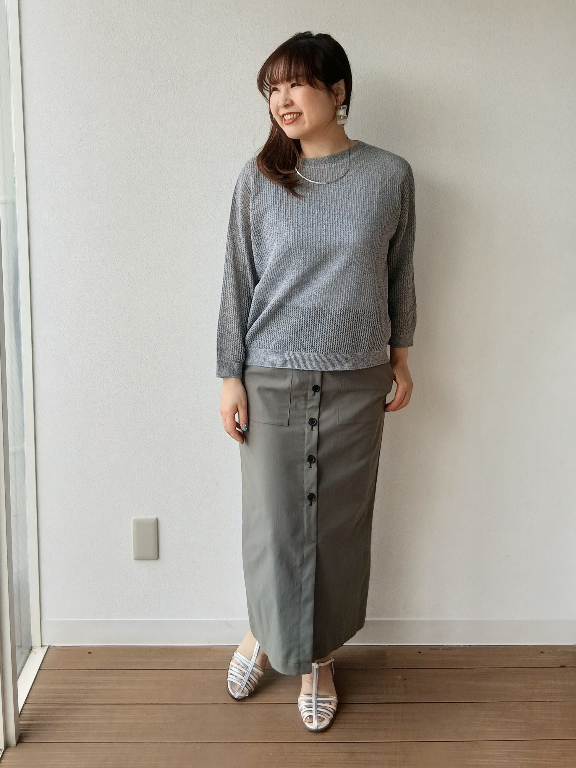なみきさんの「UNTITLED｜シアーメッシュニット」を使ったコーディネート