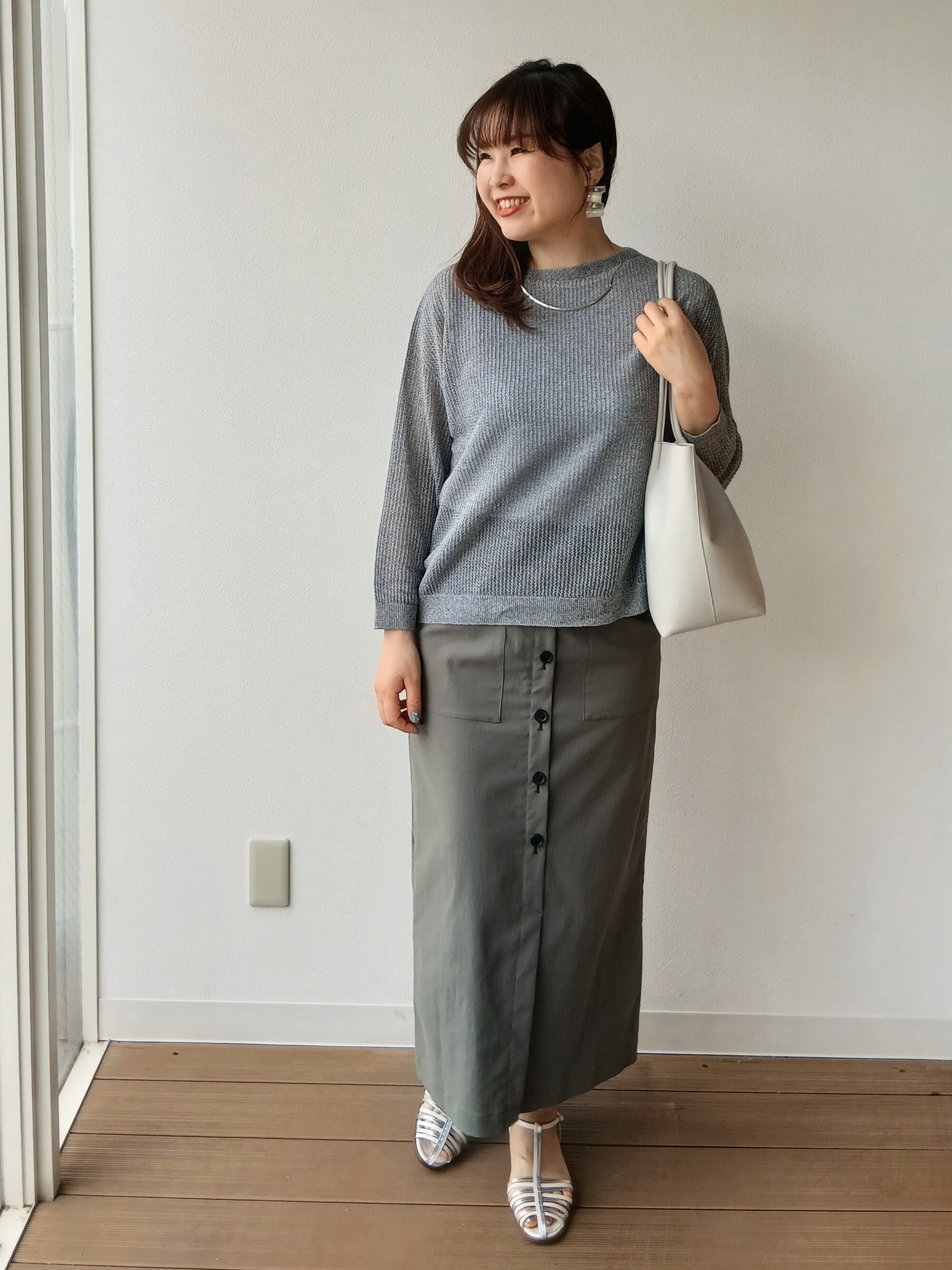 なみきさんの「UNTITLED｜シアーメッシュニット」を使ったコーディネート