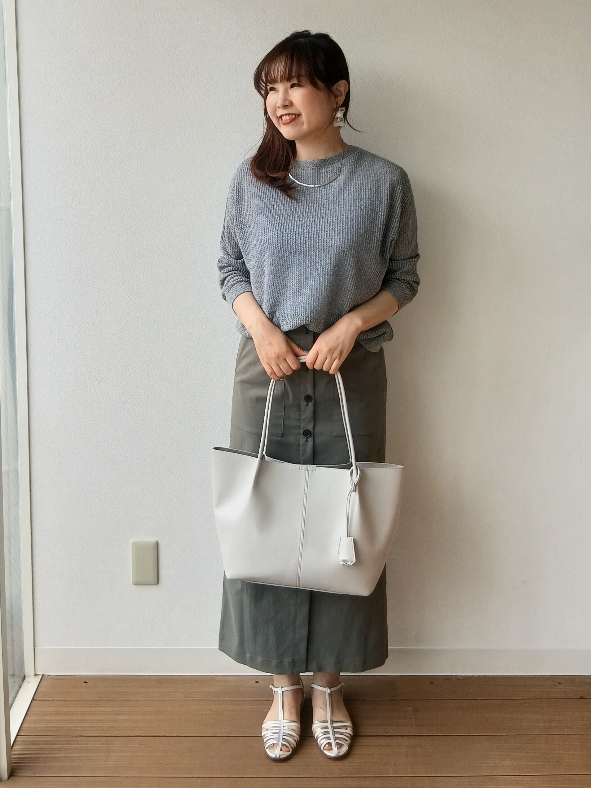 なみきさんの「UNTITLED｜シアーメッシュニット」を使ったコーディネート