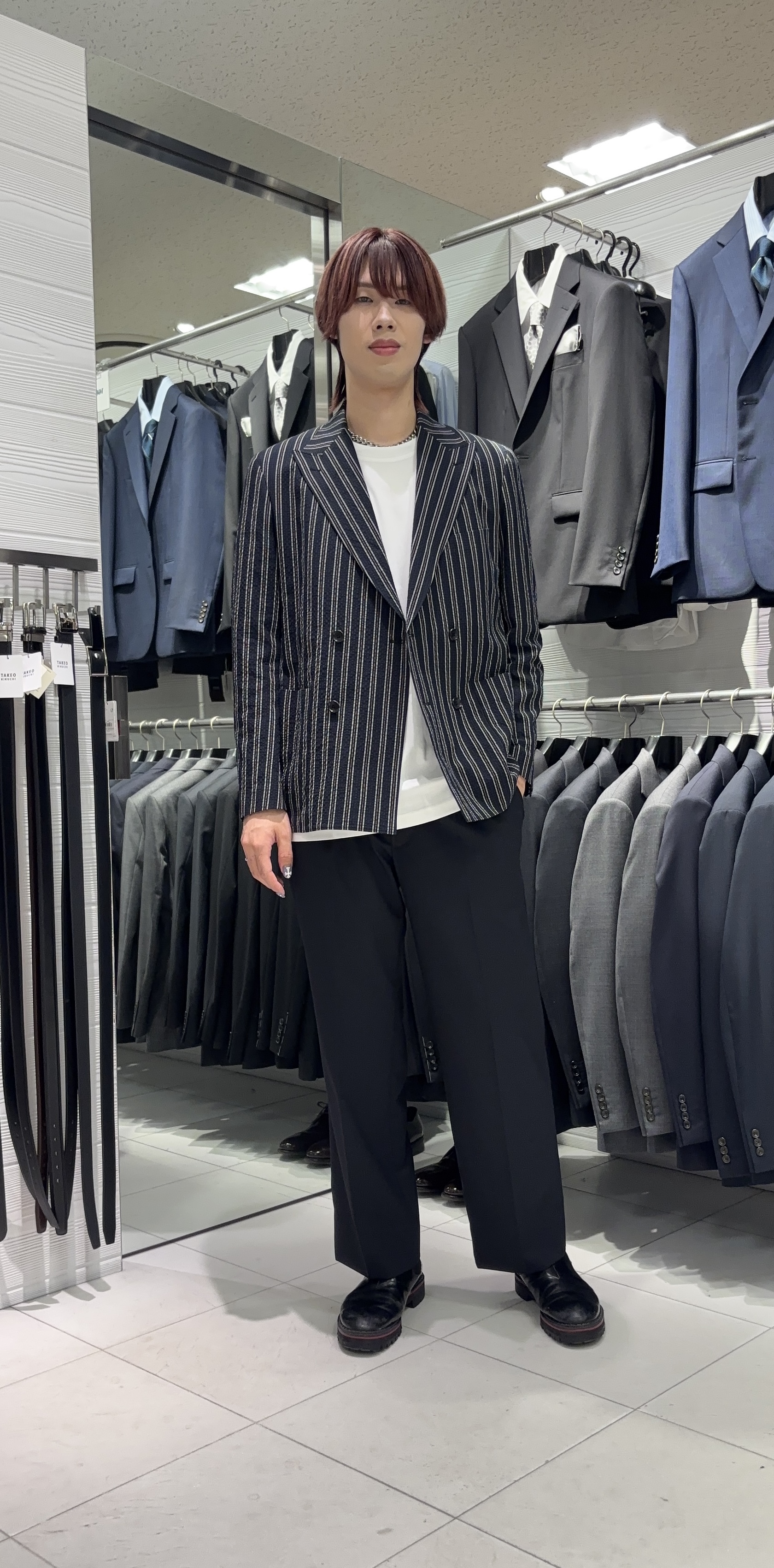 こうへいさんの「TAKEO KIKUCHI｜【BOWLER HAT LABEL】TWギャバジン ワイドイージースラックス」を使ったコーディネート