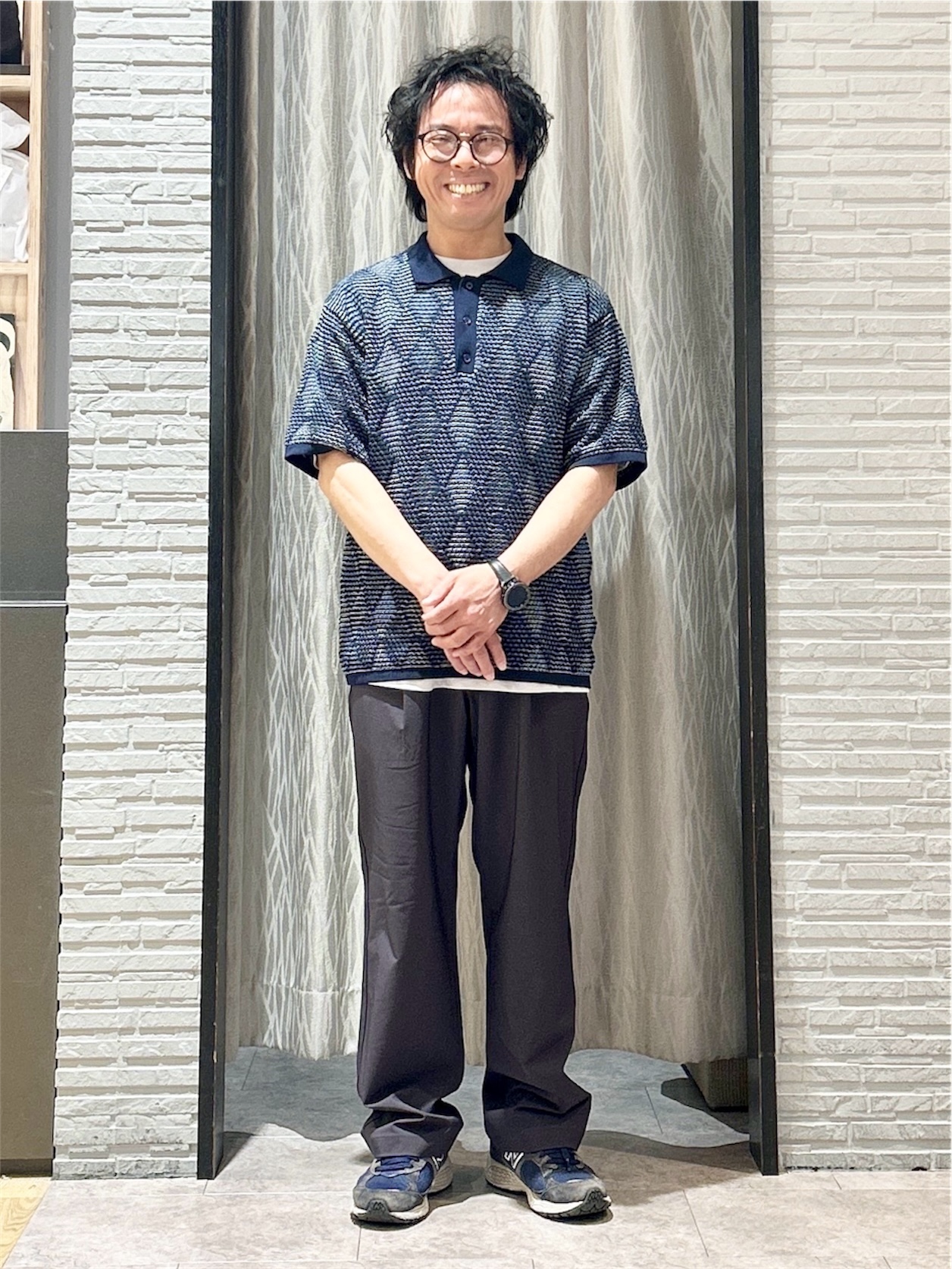 KENJI Iさんの「THE SHOP TK｜【主張しすぎない配色バランス】アーガイルメッシュポロ半袖Tシャツ 洗濯機OK」を使ったコーディネート