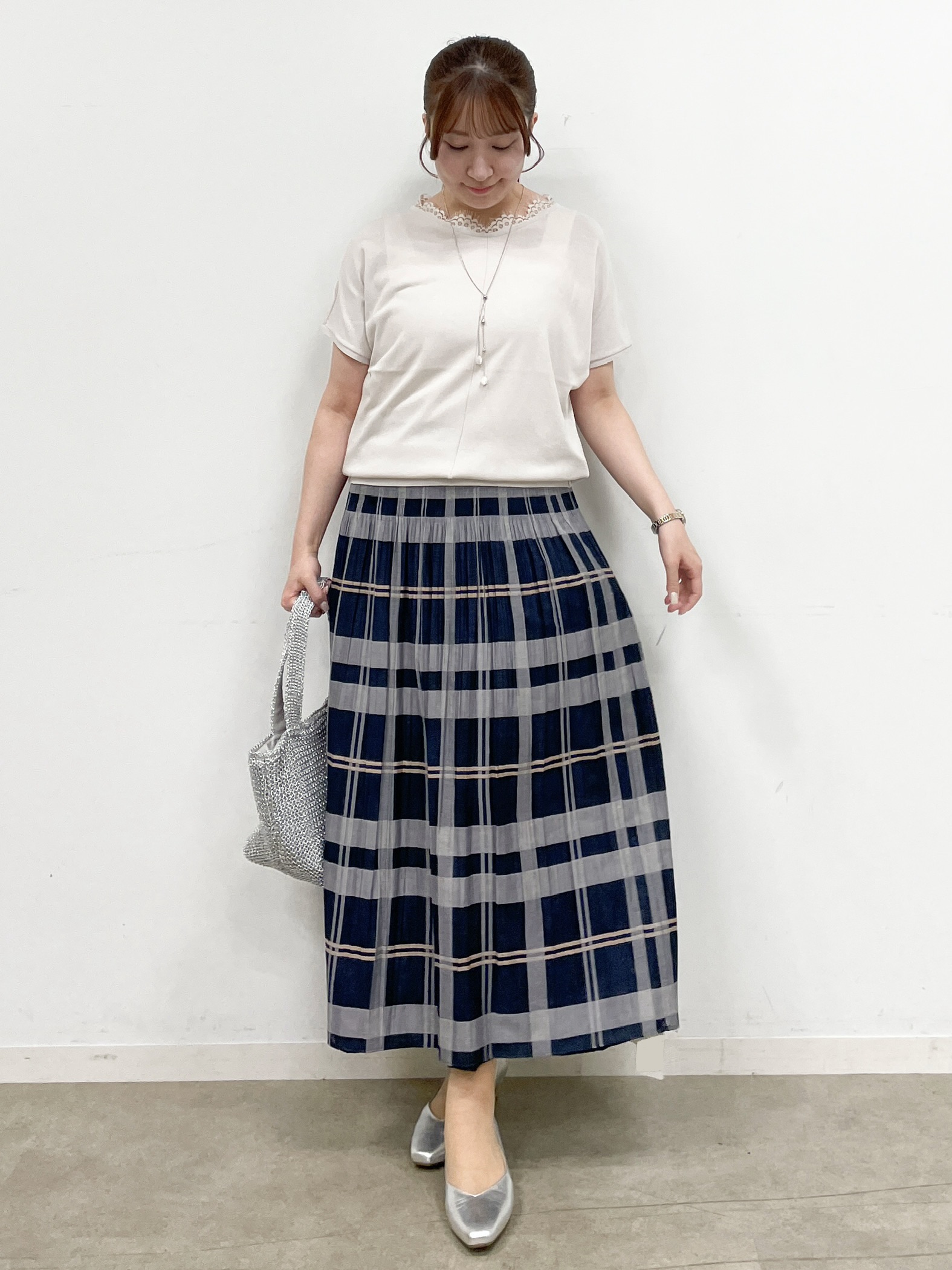 mikikoさんの「Reflect｜【リバーシブル／セットアップ／手洗い可】チェック柄フレアスカート」を使ったコーディネート
