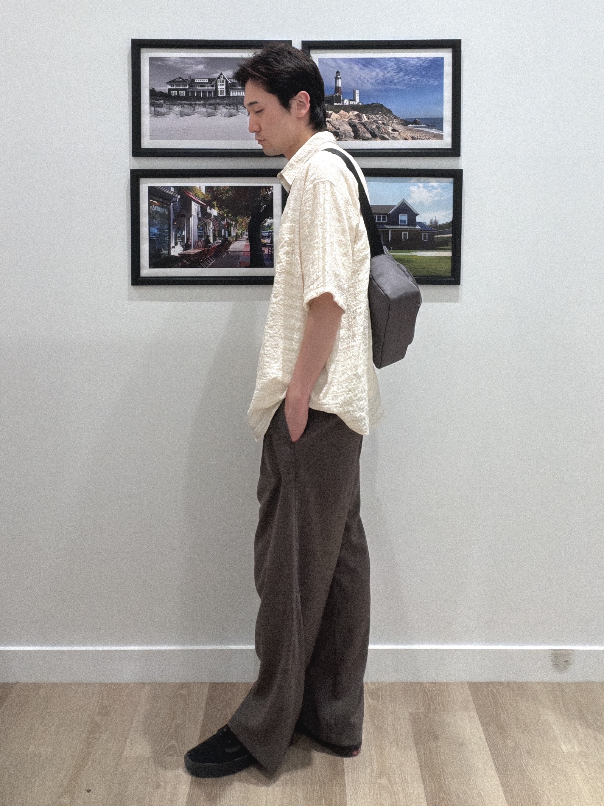 oikawaさんの「Dessin｜シアー素材 オープンカラーシャツ」を使ったコーディネート