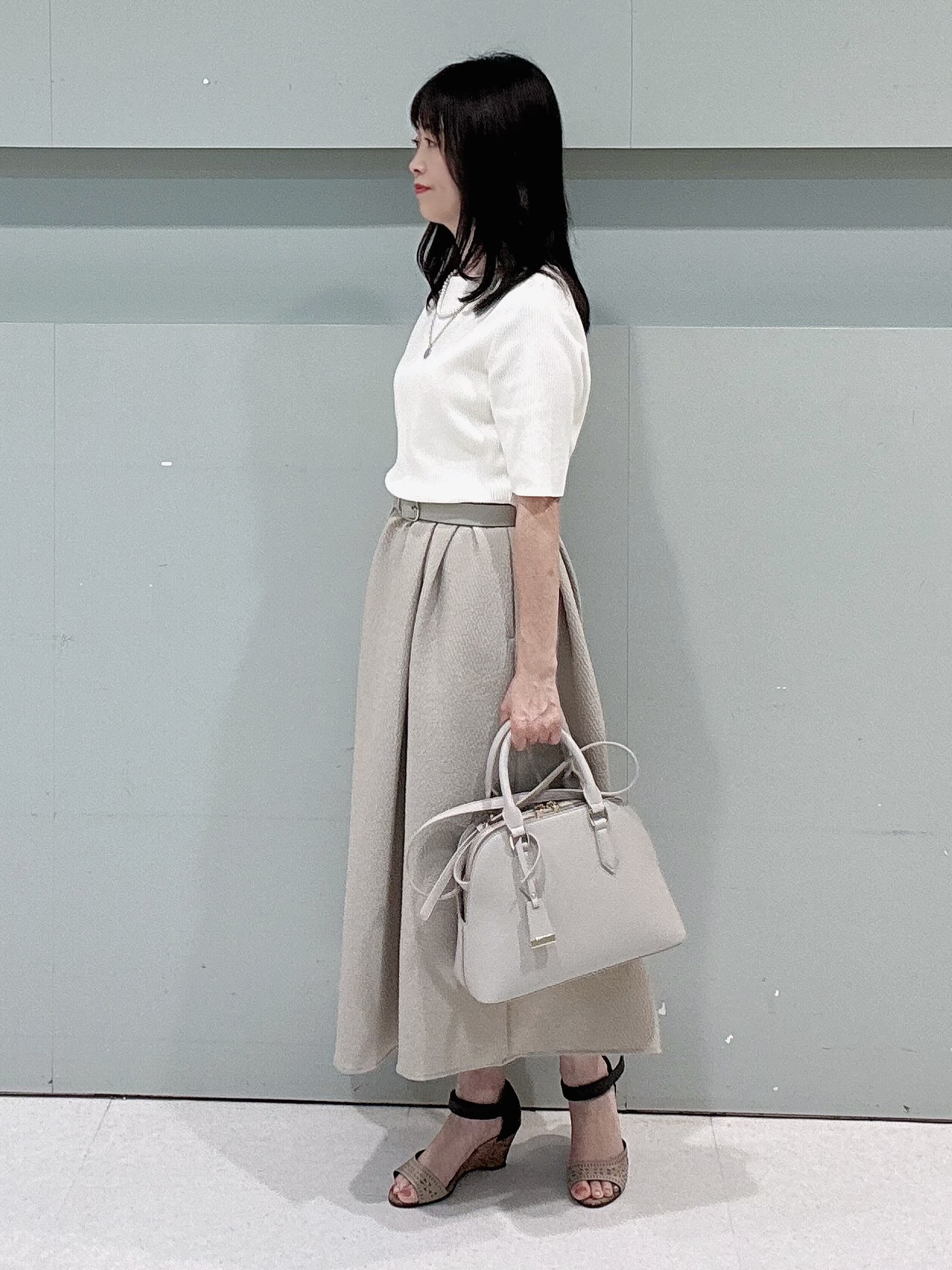 makiさんの「UNTITLED｜【一枚でサマ見え】ニットドッキングジャガードワンピース」を使ったコーディネート