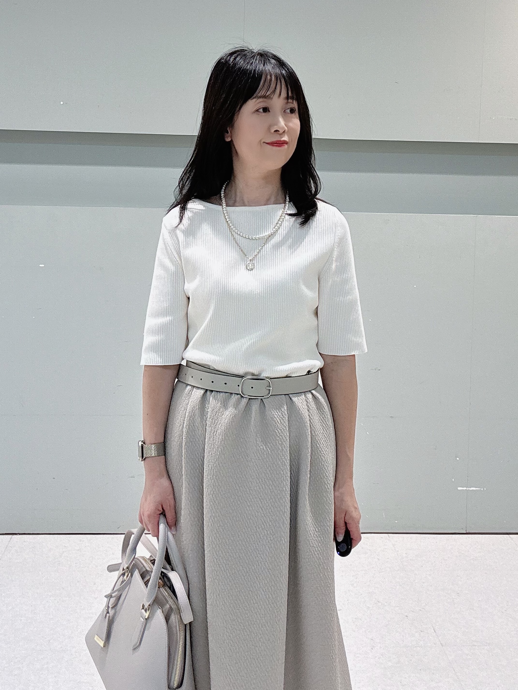 makiさんの「UNTITLED｜【一枚でサマ見え】ニットドッキングジャガードワンピース」を使ったコーディネート