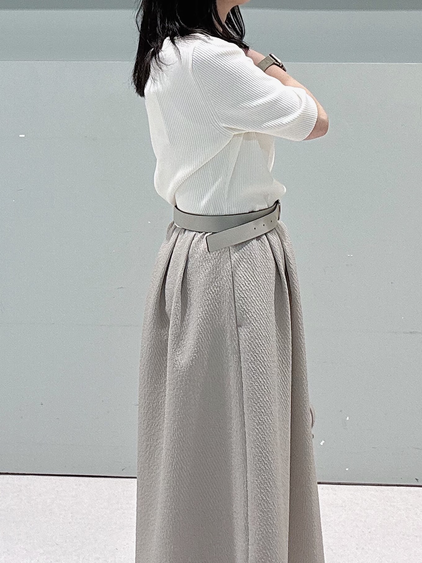 makiさんの「UNTITLED｜【一枚でサマ見え】ニットドッキングジャガードワンピース」を使ったコーディネート
