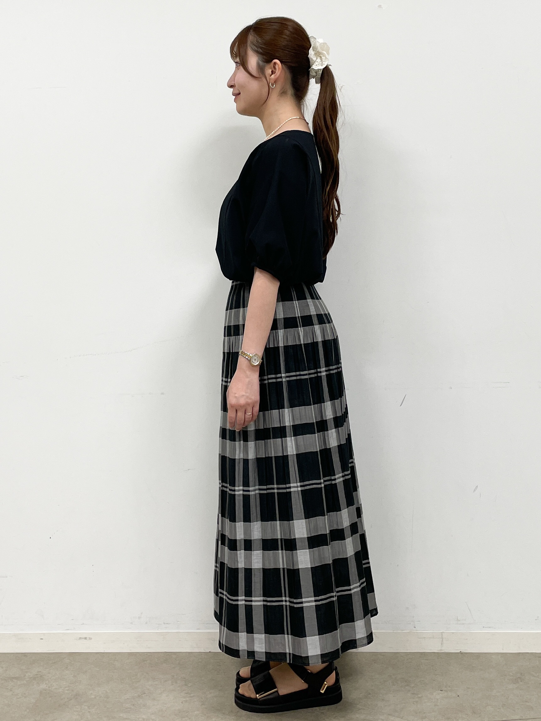 mikikoさんの「Reflect｜【リバーシブル／セットアップ／手洗い可】チェック柄フレアスカート」を使ったコーディネート