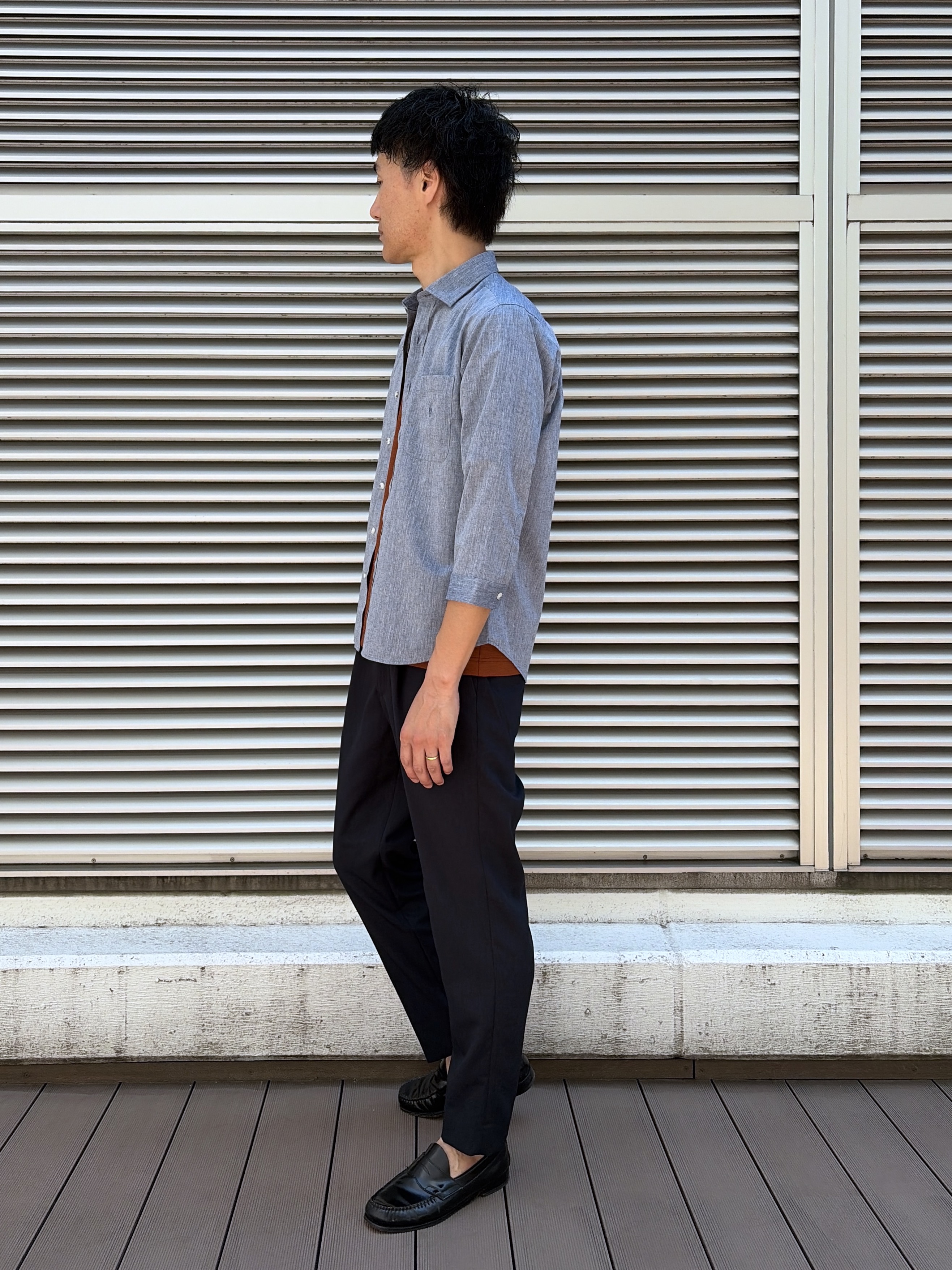 mutoさんの「TAKEO KIKUCHI｜【接触冷感】ハイブリッド リネン 七分袖シャツ」を使ったコーディネート