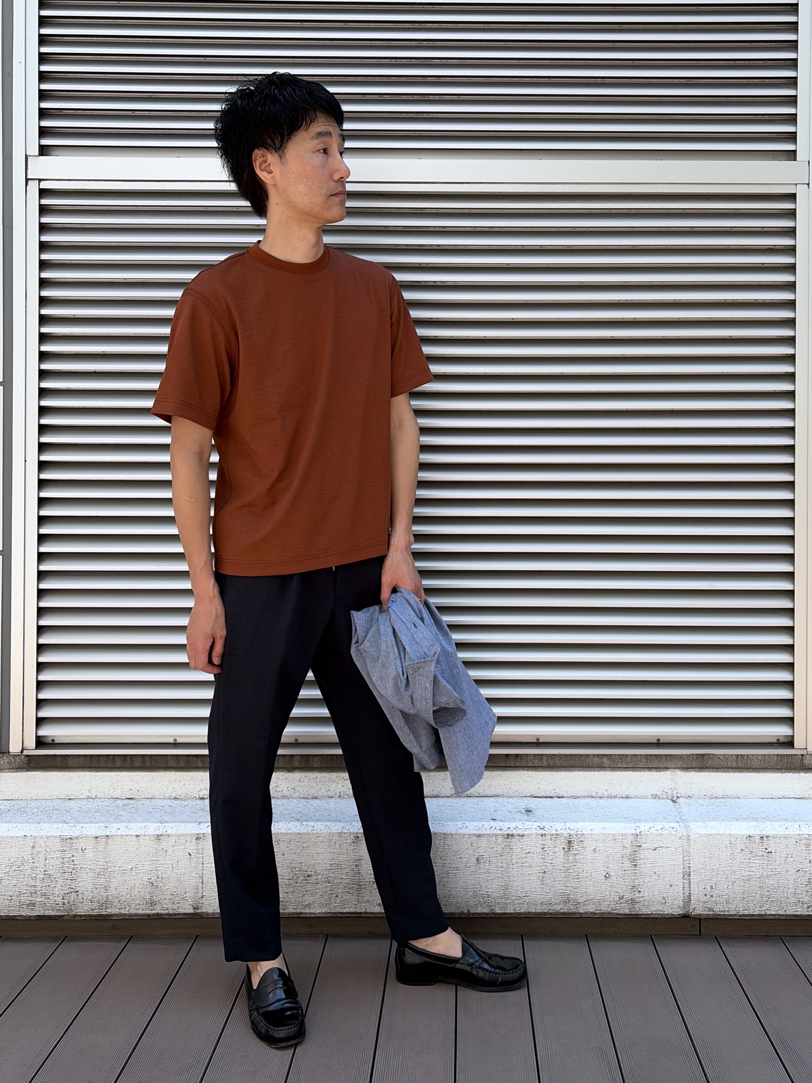 mutoさんの「TAKEO KIKUCHI｜【接触冷感】ハイブリッド リネン 七分袖シャツ」を使ったコーディネート