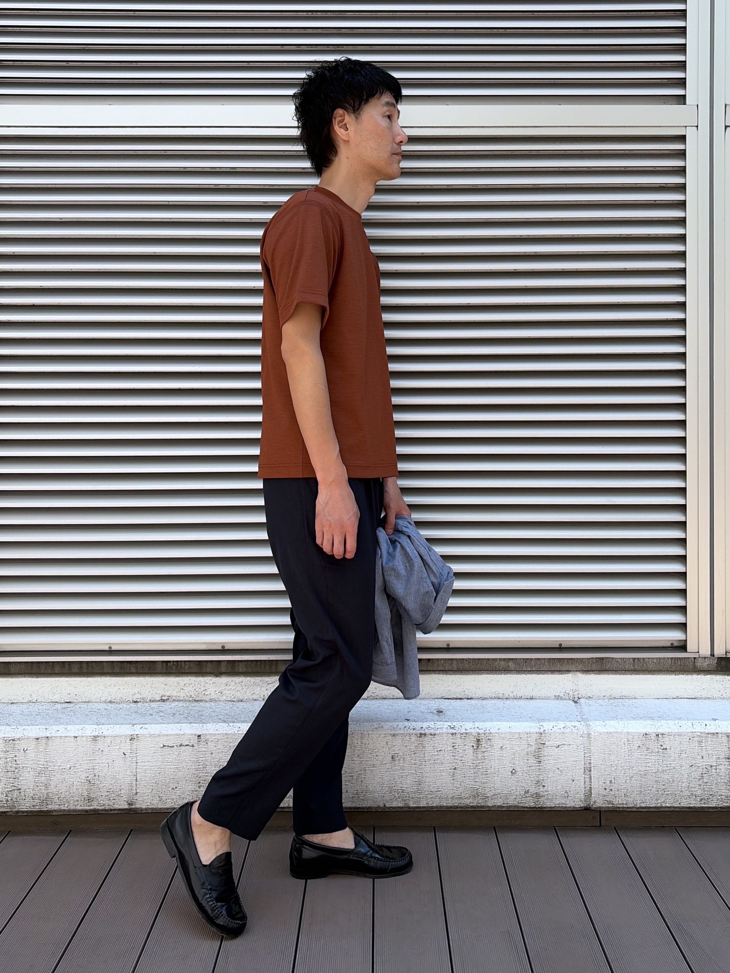 mutoさんの「TAKEO KIKUCHI｜【接触冷感】ハイブリッド リネン 七分袖シャツ」を使ったコーディネート