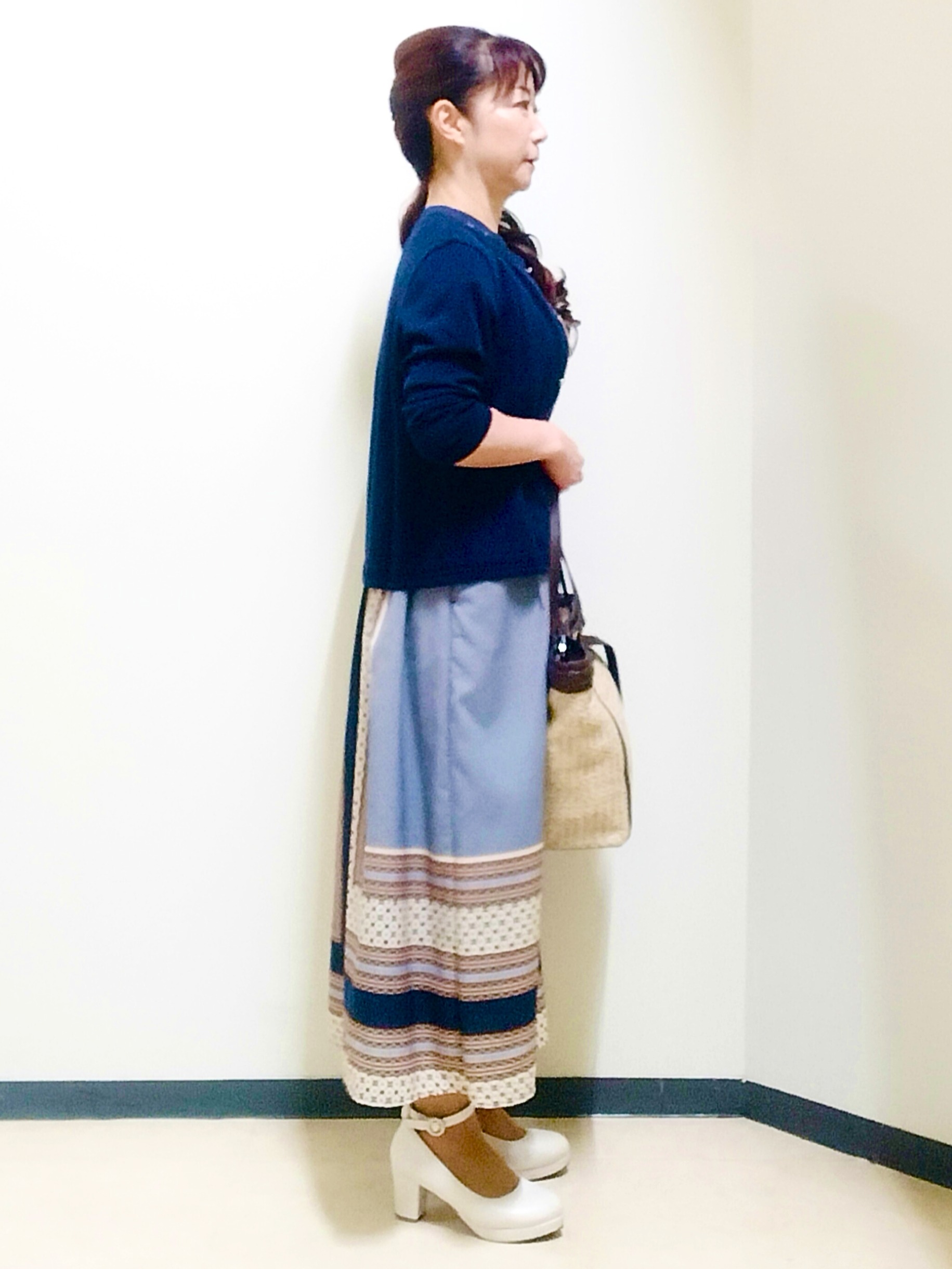 花さんの「Reflect｜幾何学柄フレンチスリーブワンピース」を使ったコーディネート