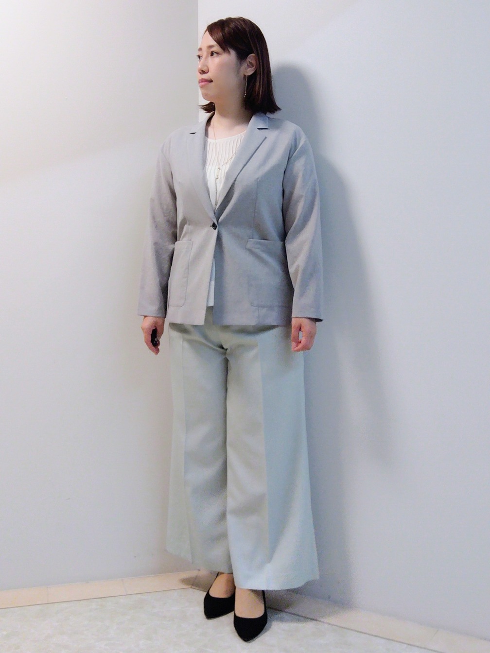 エリさんの「Reflect｜【SS-4Lサイズ／接触冷感／シワになりにくい】リラクシーテーラードジャケット」を使ったコーディネート