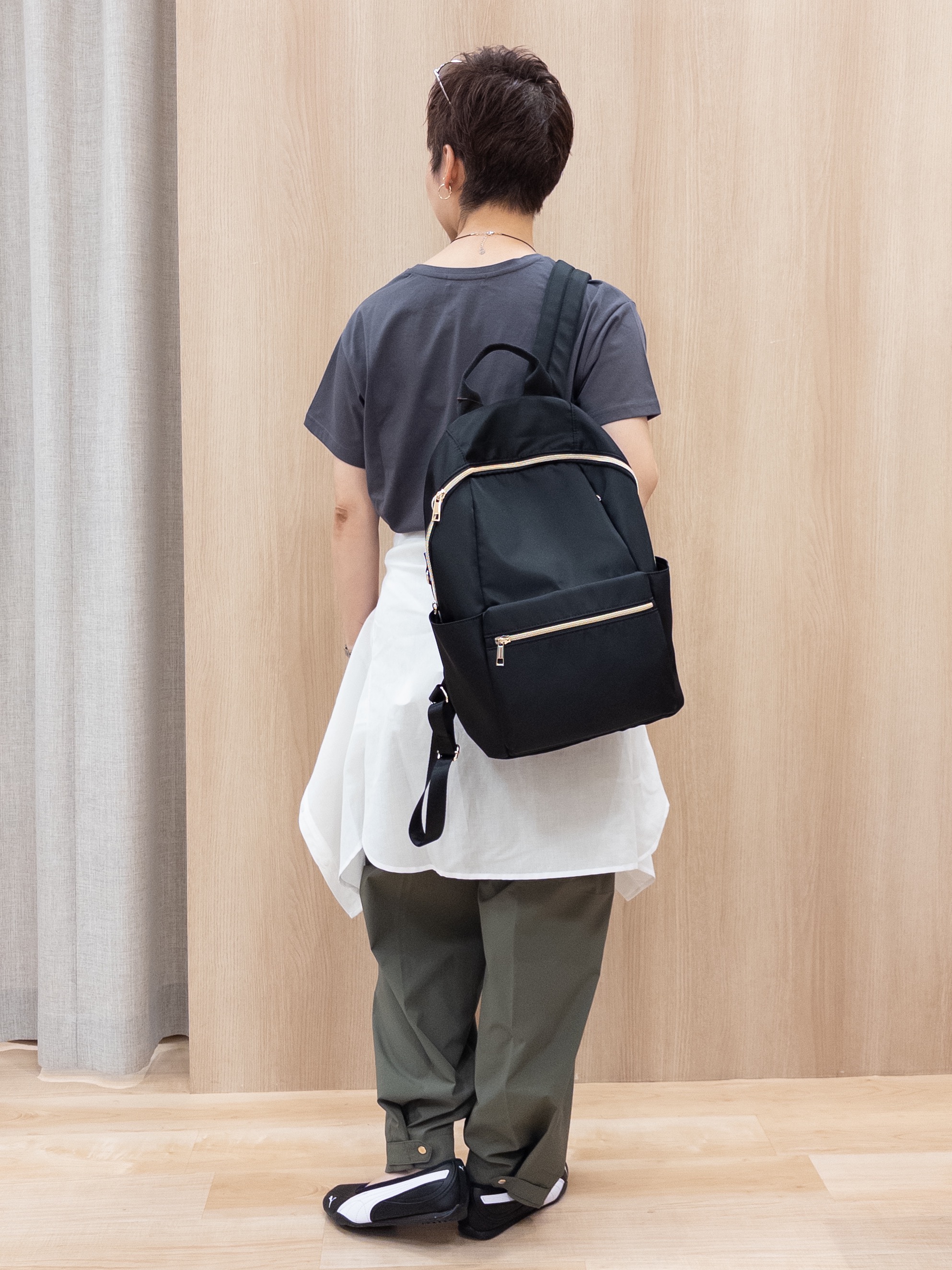 シュウコさんの「grove｜【遮熱／吸水速乾／接触冷感／UVカット】ベーシックロゴTシャツ」を使ったコーディネート