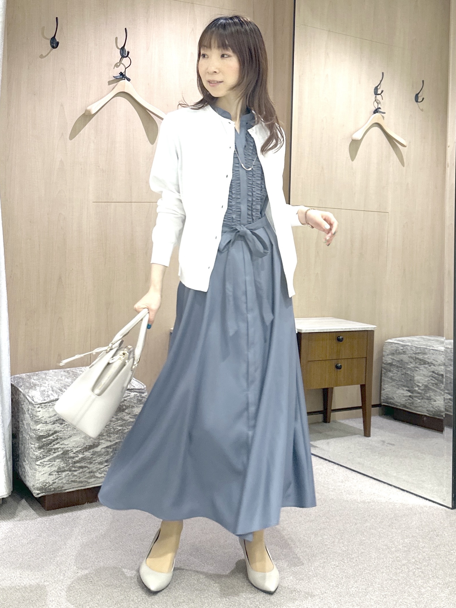 Miwaさんの「UNTITLED｜【9色展開/アンサンブル可】コットンクルーネックカーディガン」を使ったコーディネート
