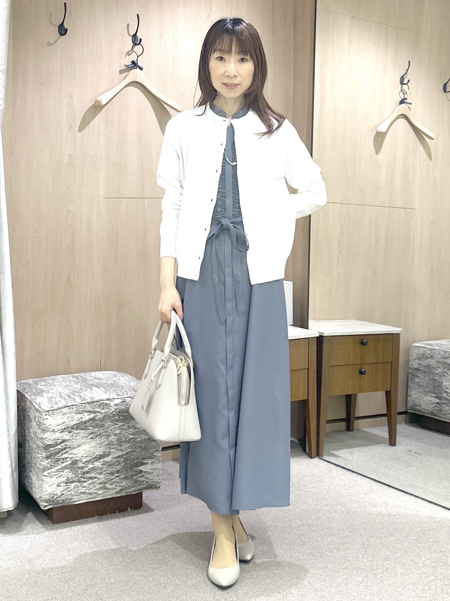 Miwaさんの「UNTITLED｜【9色展開/アンサンブル可】コットンクルーネックカーディガン」を使ったコーディネート