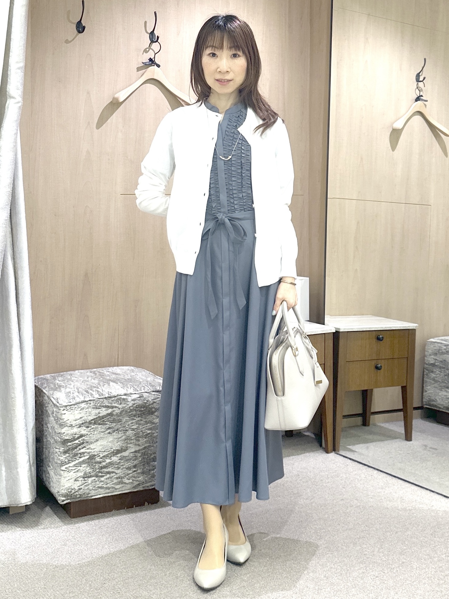 Miwaさんの「UNTITLED｜【9色展開/アンサンブル可】コットンクルーネックカーディガン」を使ったコーディネート