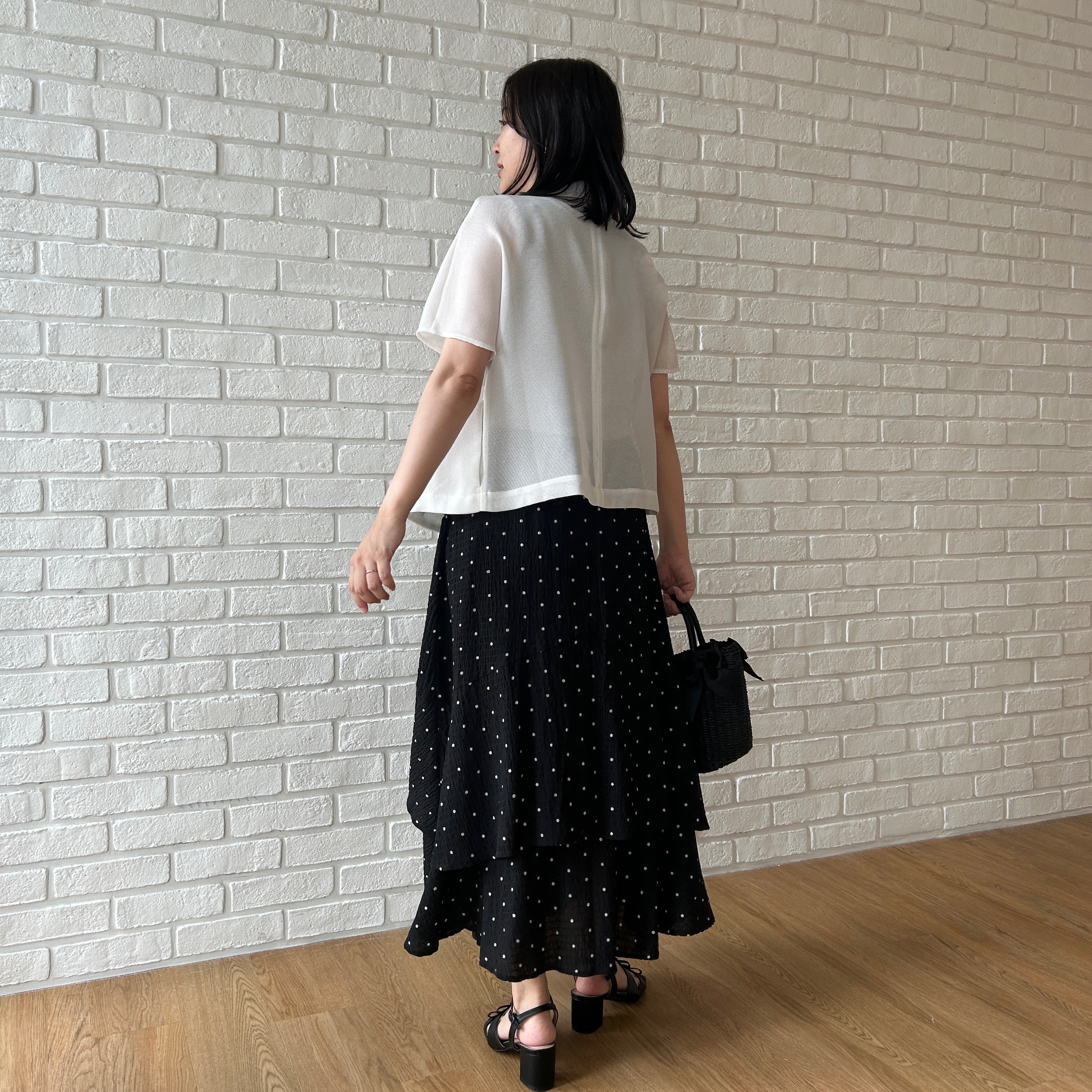 shinoさんの「Couture brooch｜【洗える】メッシュ調 半袖ジャケット」を使ったコーディネート