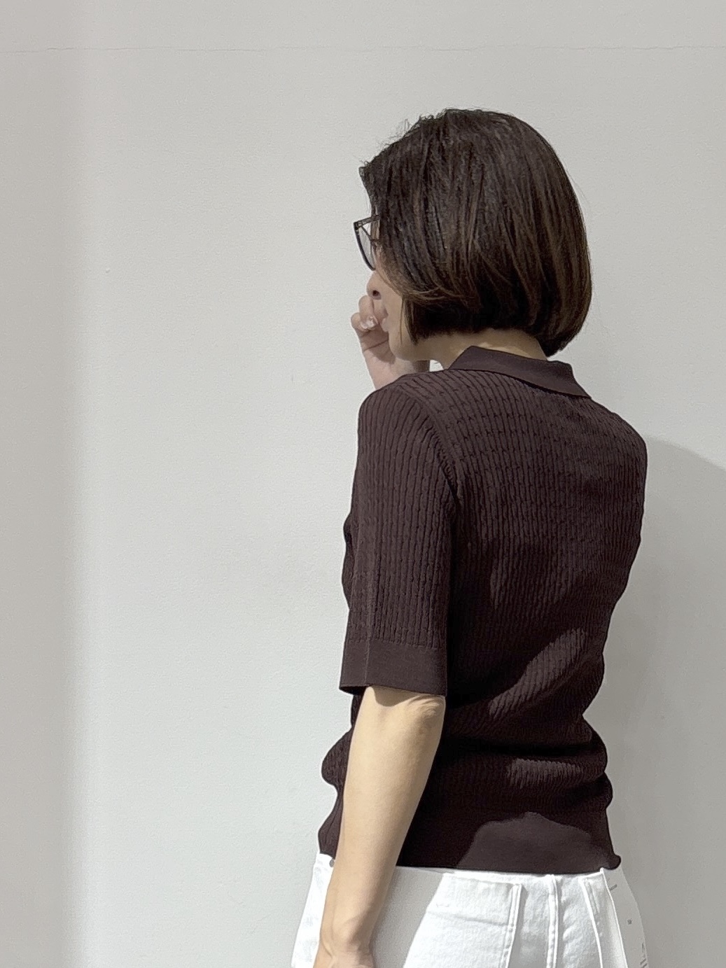 NAKAさんの「OPAQUE.CLIP｜【UV／接触冷感】ケーブルポロニット《洗濯機OK／抗ピル》」を使ったコーディネート