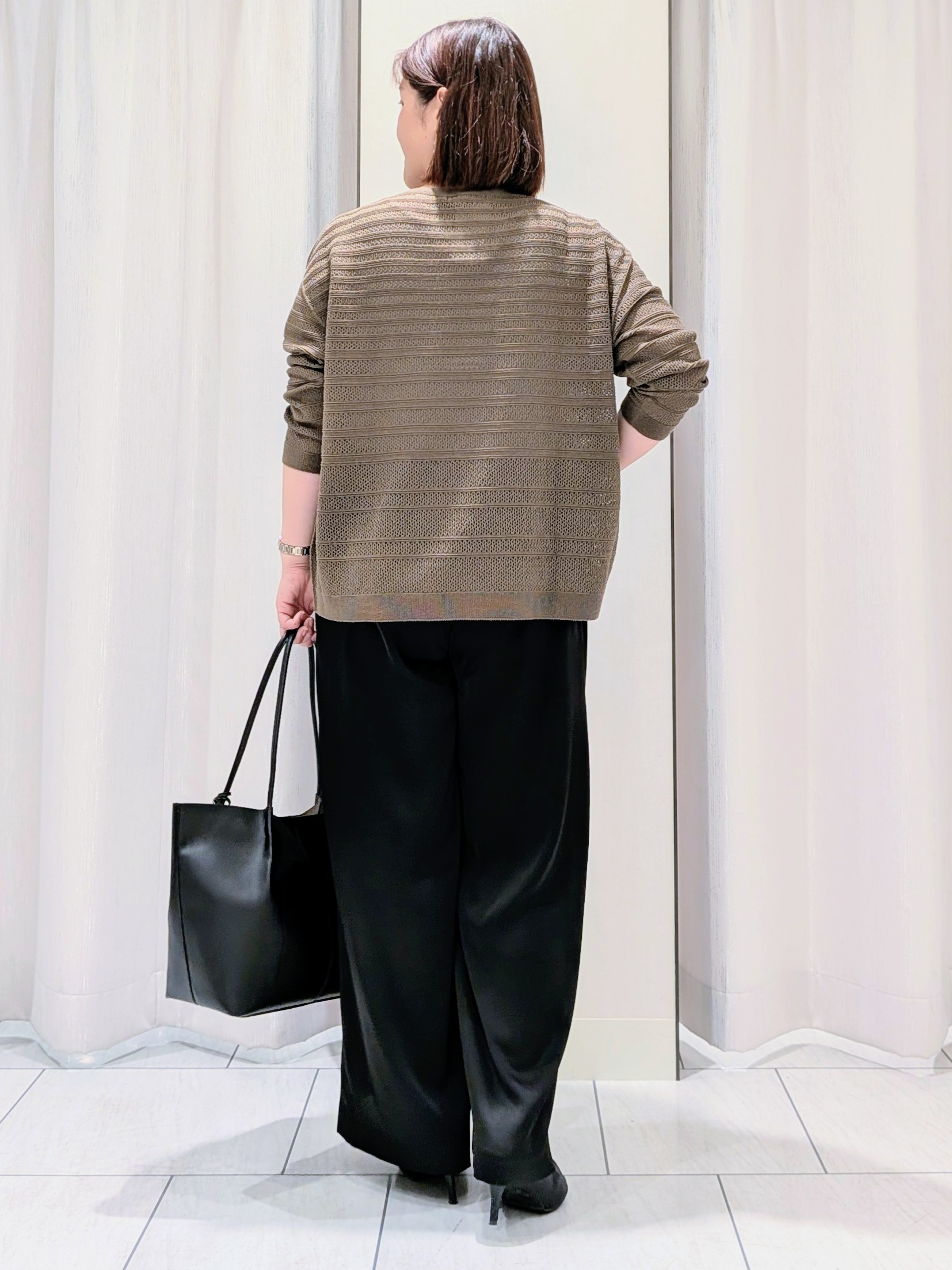 Onumaさんの「UNTITLED｜メッシュ柄ボーダーニット」を使ったコーディネート