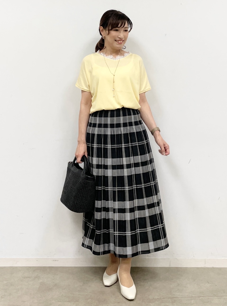 ayaさんの「Reflect｜【リバーシブル／セットアップ／手洗い可】チェック柄フレアスカート」を使ったコーディネート