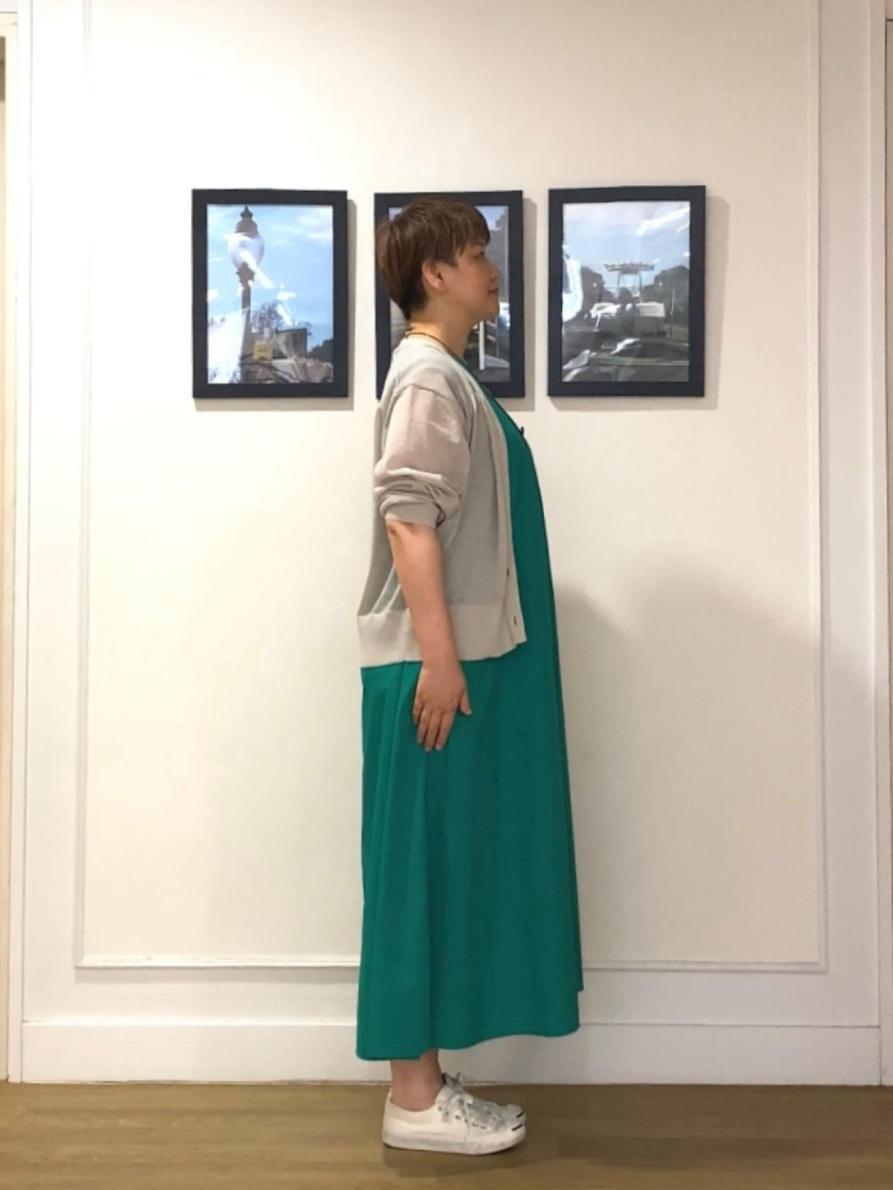 Hiroさんの「Dessin｜【マシンウォッシャブル】Vネックシアーカーディガン」を使ったコーディネート