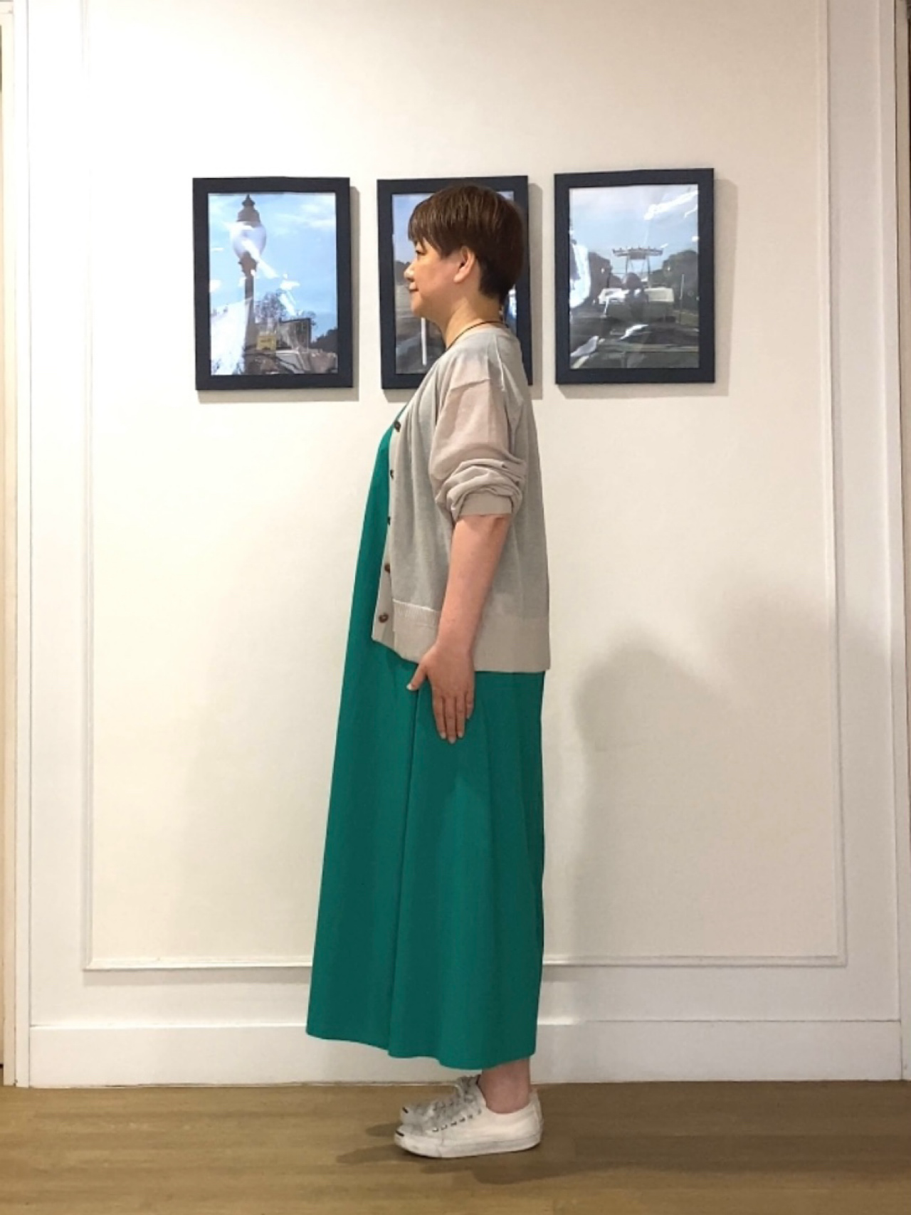 Hiroさんの「Dessin｜【マシンウォッシャブル】Vネックシアーカーディガン」を使ったコーディネート