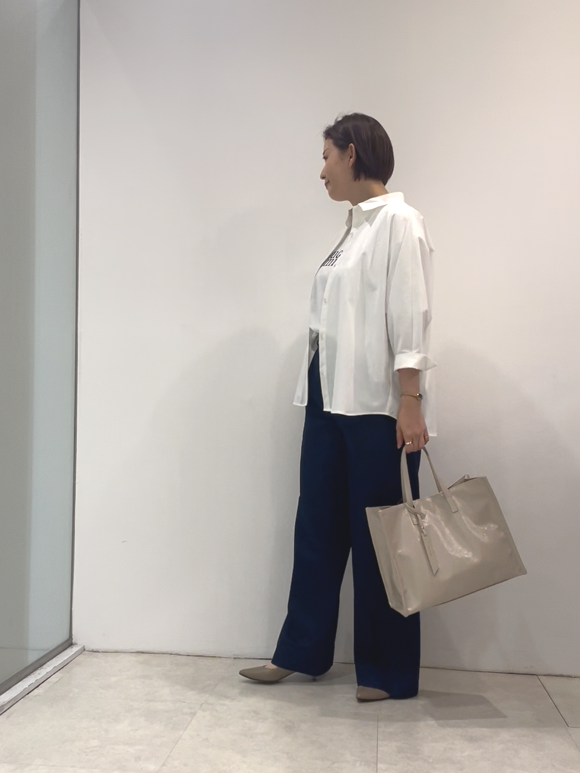 まどかさんの「UNTITLED｜【接触冷感/吸水速乾/UVカット】ドルマンスリーブシャツ」を使ったコーディネート