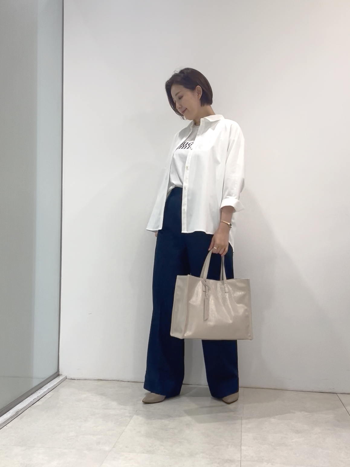 まどかさんの「UNTITLED｜【接触冷感/吸水速乾/UVカット】ドルマンスリーブシャツ」を使ったコーディネート