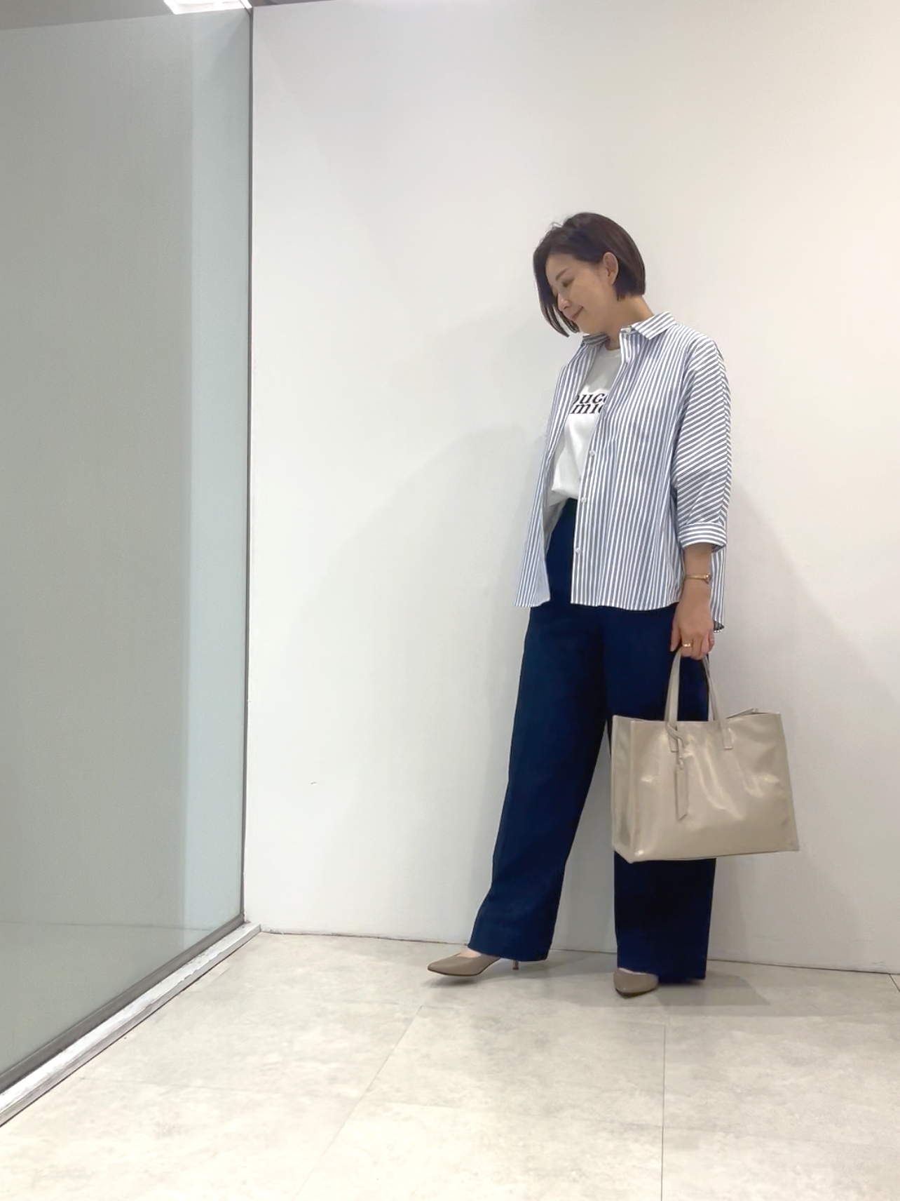 まどかさんの「UNTITLED｜【接触冷感/吸水速乾/UVカット】ドルマンスリーブシャツ」を使ったコーディネート