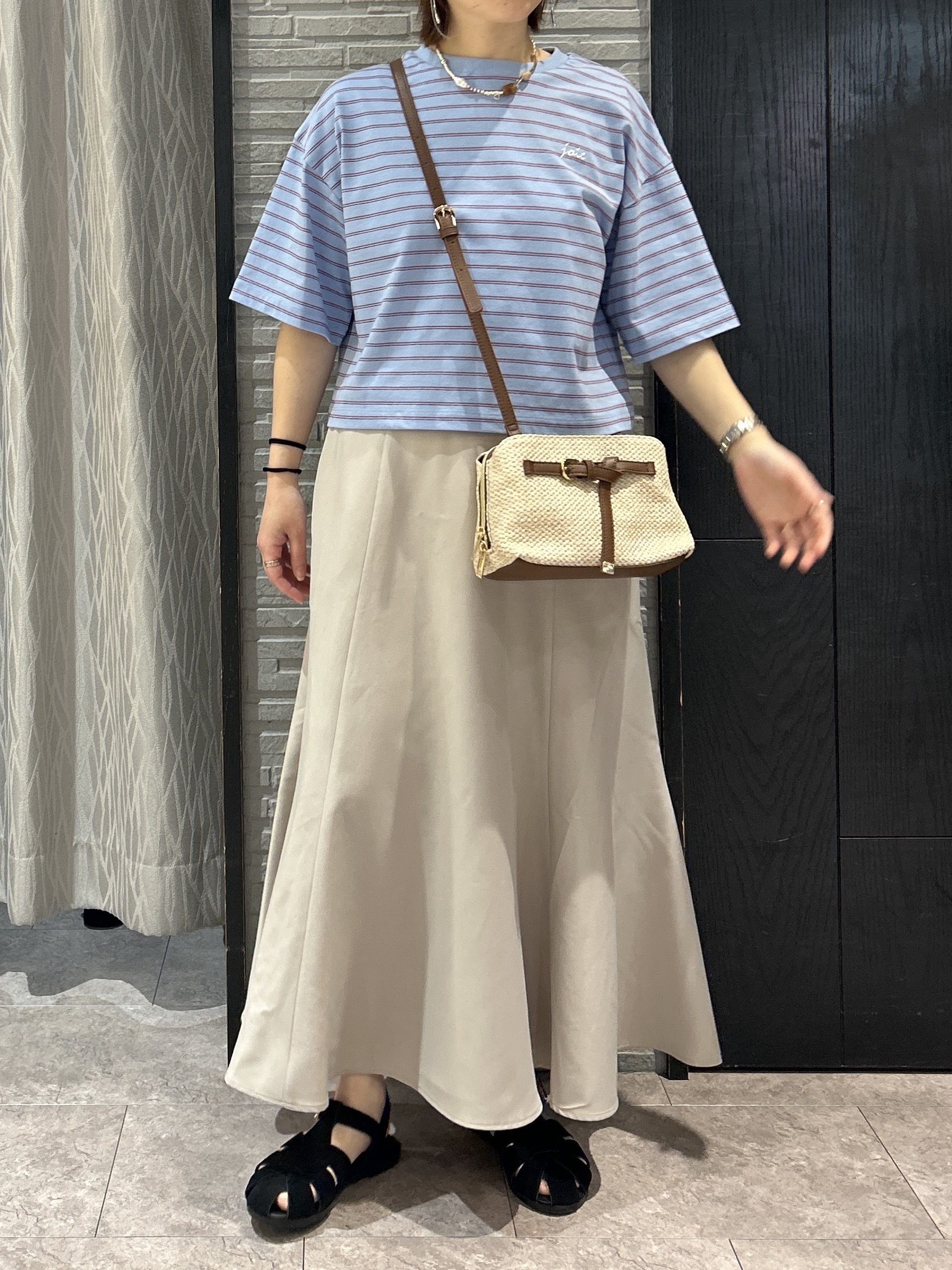 ga_riさんの「THE SHOP TK｜ワンポイント刺繍マルチボーダーTee」を使ったコーディネート