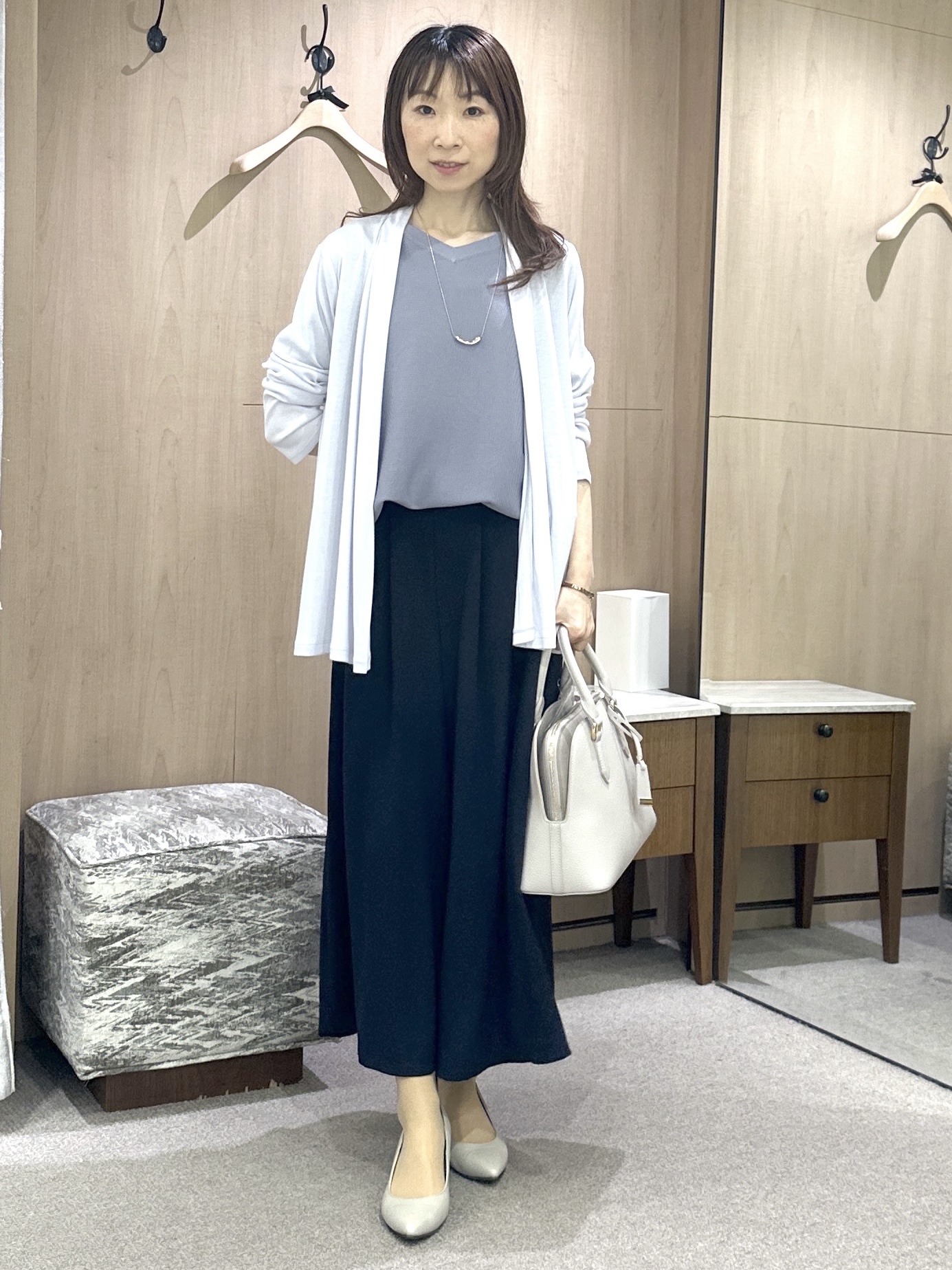 Miwaさんの「UNTITLED｜【11色展開/体型カバー】前後2WAYフレンチスリーブニット」を使ったコーディネート