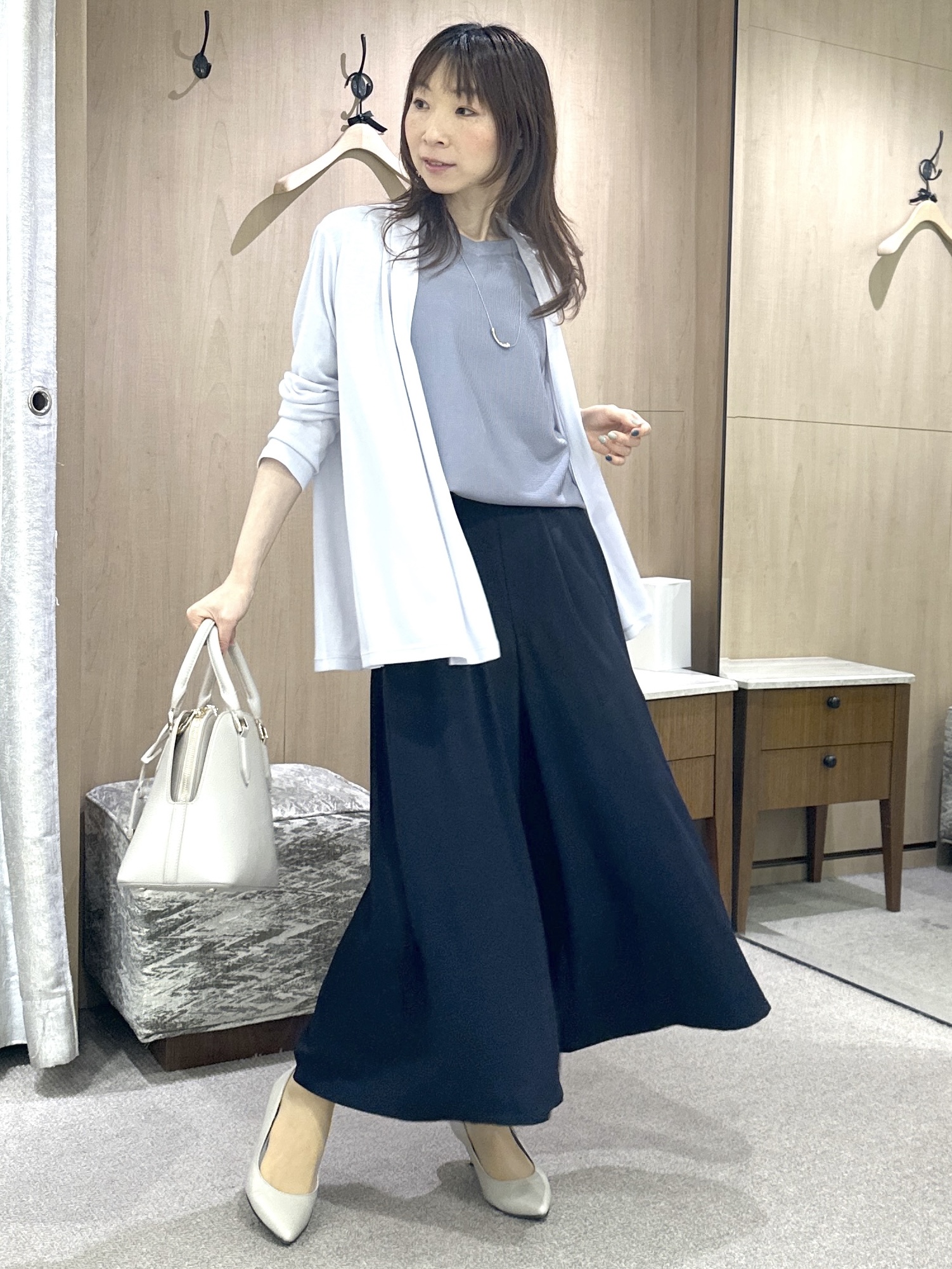 Miwaさんの「UNTITLED｜【11色展開/体型カバー】前後2WAYフレンチスリーブニット」を使ったコーディネート