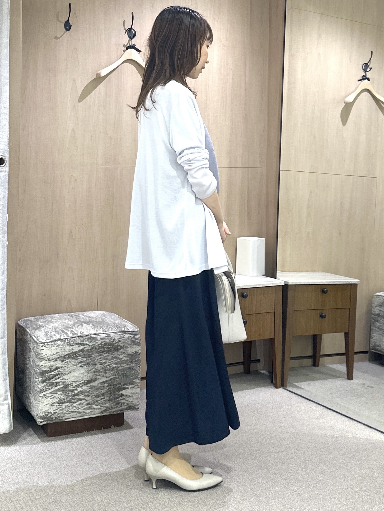 Miwaさんの「UNTITLED｜【11色展開/体型カバー】前後2WAYフレンチスリーブニット」を使ったコーディネート