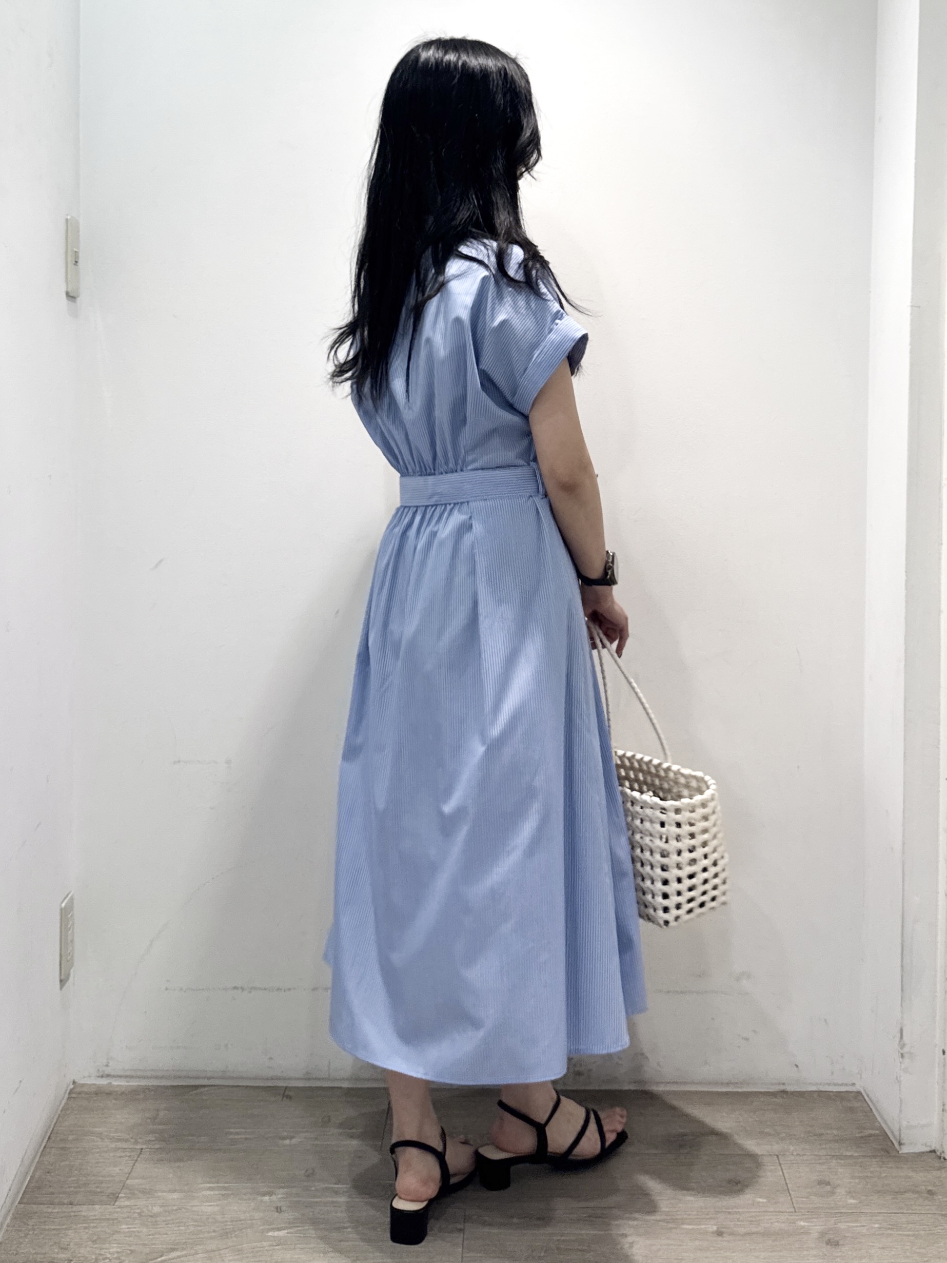 yuicciさんの「OPAQUE.CLIP｜【接触冷感／UV】ストライプタックシャツワンピース《洗濯機OK》」を使ったコーディネート