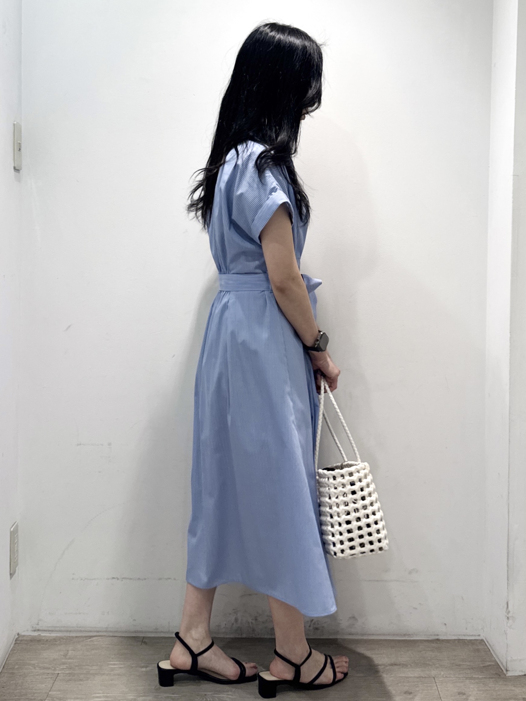 yuicciさんの「OPAQUE.CLIP｜【接触冷感／UV】ストライプタックシャツワンピース《洗濯機OK》」を使ったコーディネート