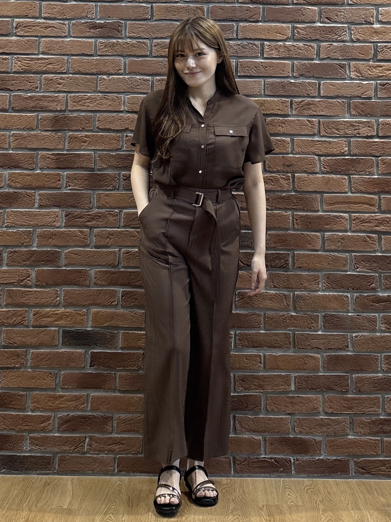 sayaさんの「grove｜【洗濯機OK・ひんやり/SETUP可】シワになりにくい、フレアスリーブブラウス」を使ったコーディネート