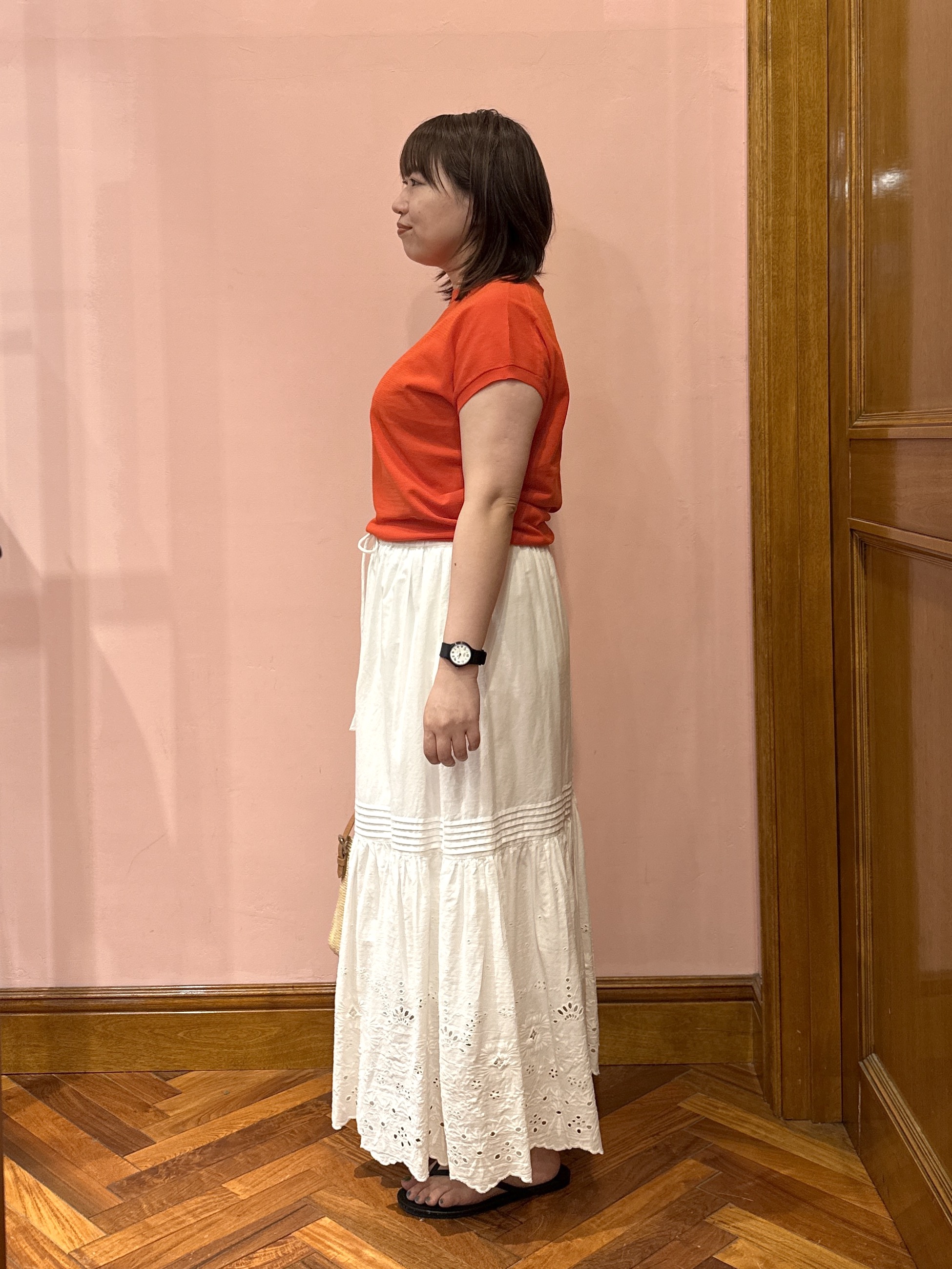 komatsuさんの「DRESSTERIOR｜【ウォッシャブル】コットンシルクフレンチスリーブニット」を使ったコーディネート