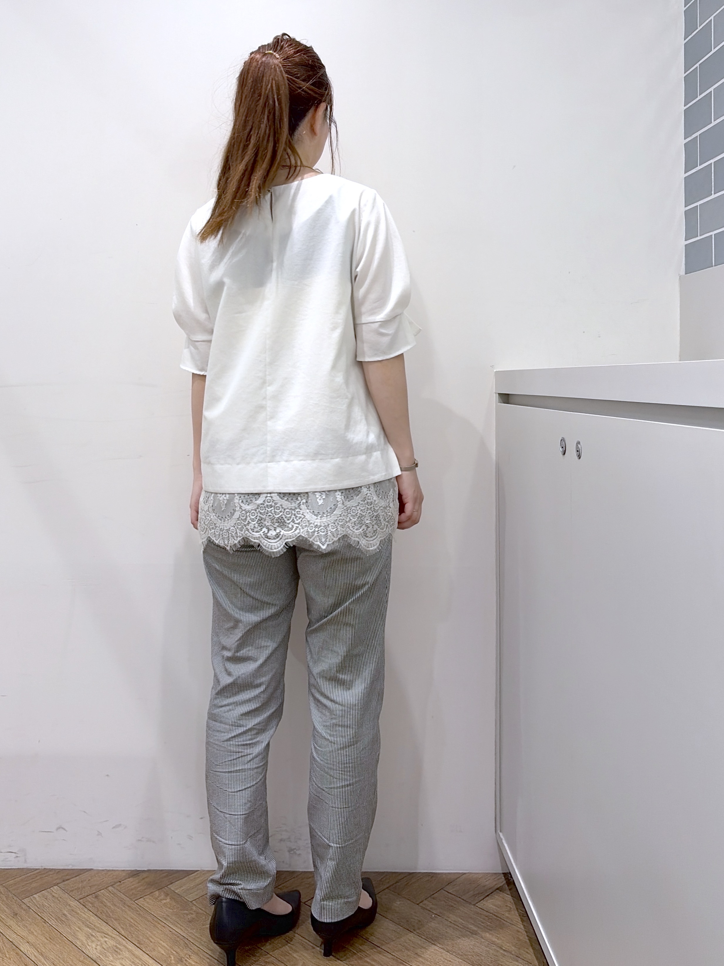 Junさんの「index｜【接触冷感】タックパフスリーブブラウス《吸水速乾／防シワ／洗濯機OK／XS～3L／6col》」を使ったコーディネート