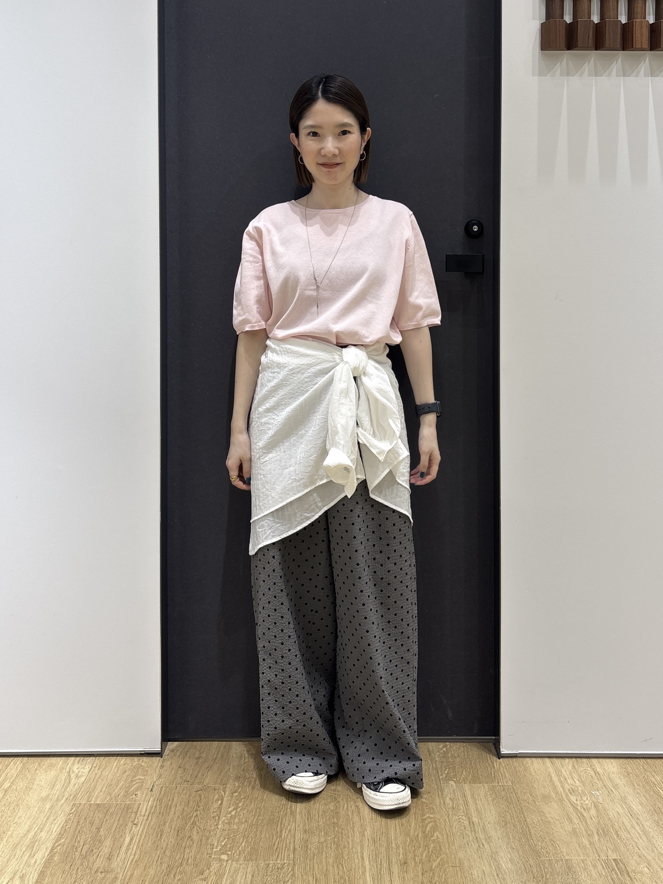 risaさんの「Dessin｜【9色展開/接触冷感/UVカット】ドライタッチサマーニットT」を使ったコーディネート