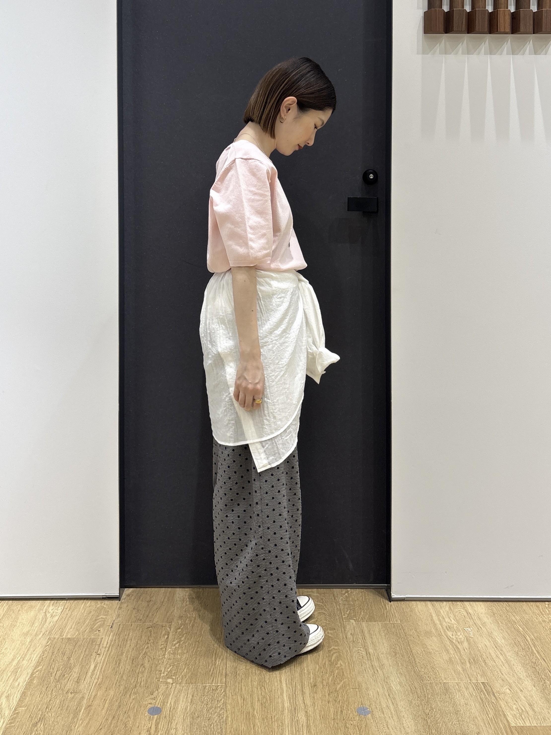 risaさんの「Dessin｜【9色展開/接触冷感/UVカット】ドライタッチサマーニットT」を使ったコーディネート