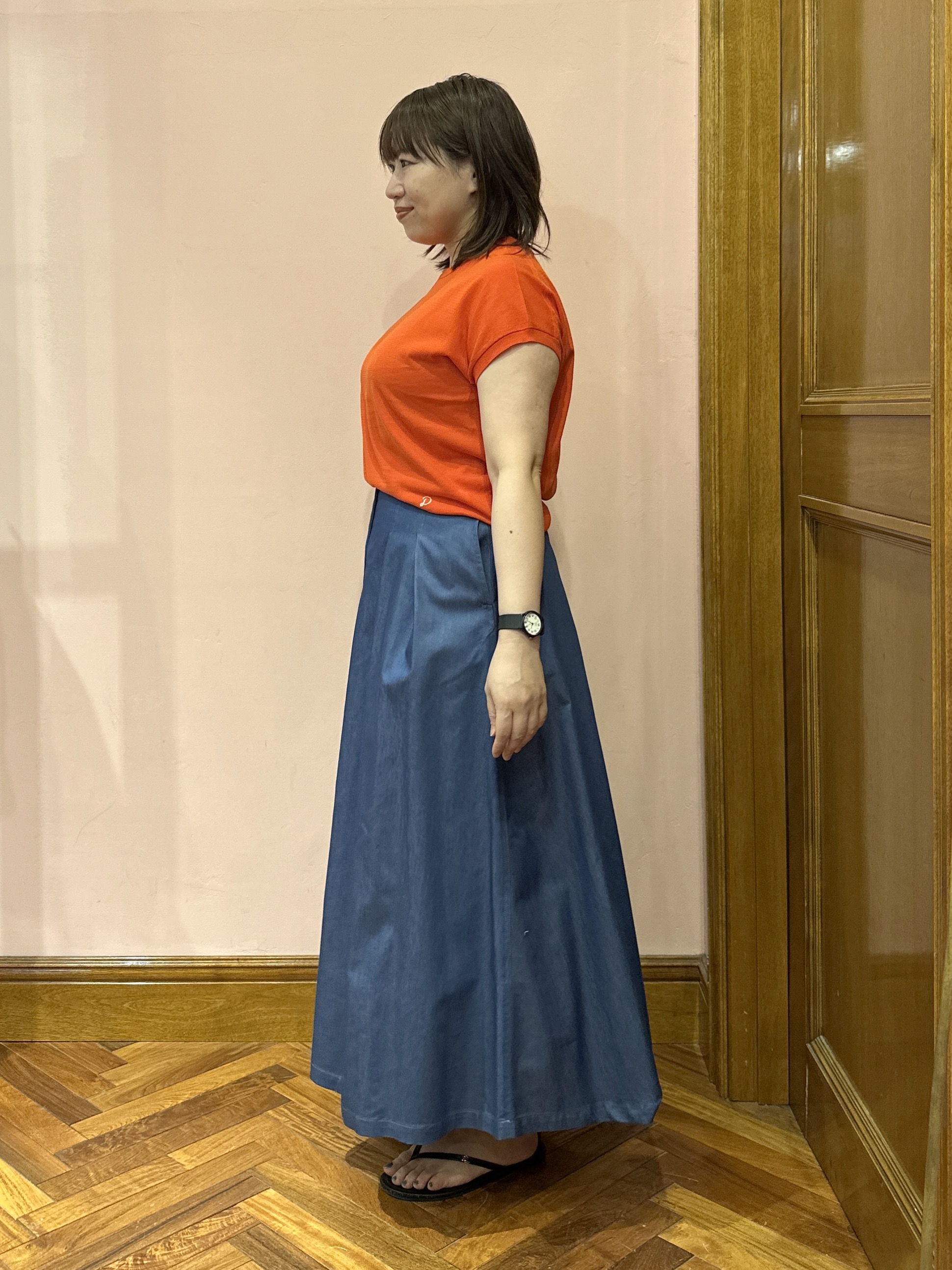 komatsuさんの「DRESSTERIOR｜【ウォッシャブル】コットンシルクフレンチスリーブニット」を使ったコーディネート