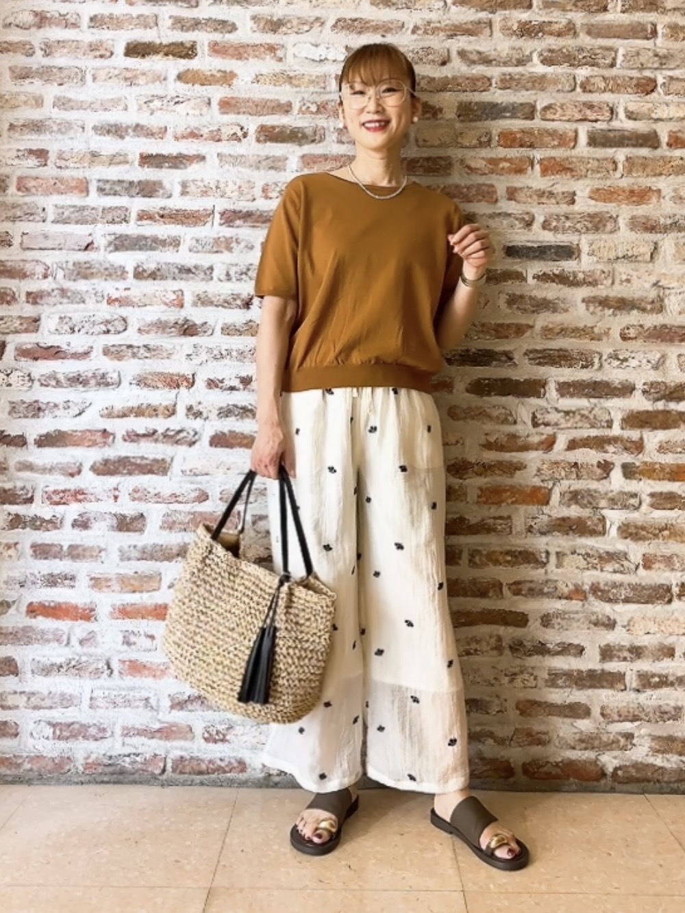 Yasucoさんの「Dessin｜【9色展開/接触冷感/UVカット】ドライタッチサマーニットT」を使ったコーディネート